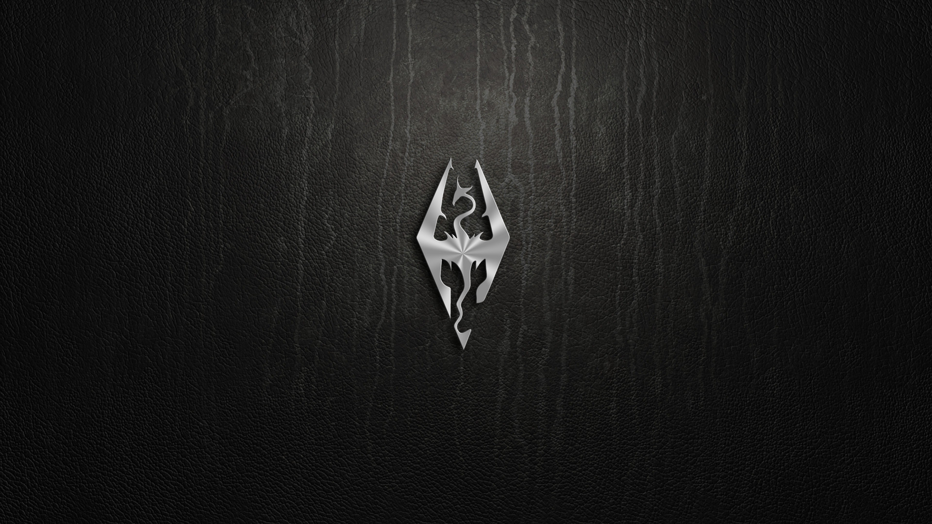 Simbolo di Skyrim, The Elder Scrolls V: Skyrim, Pelle, Sfondo nero, wallpaper Windows 11