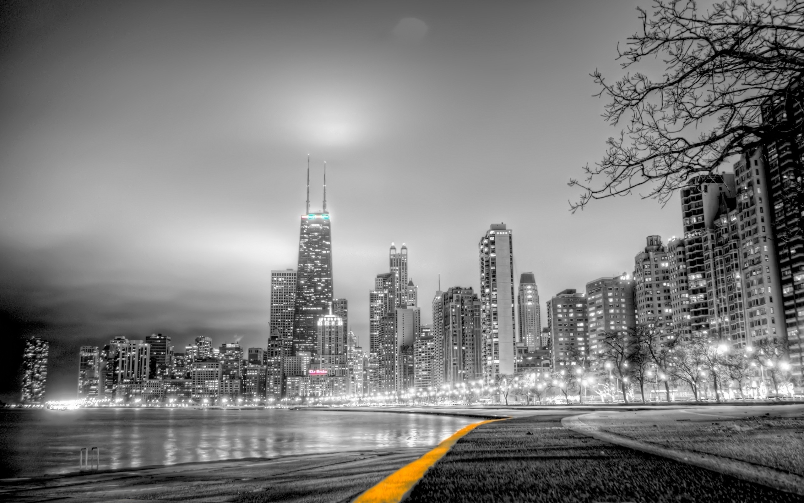 Chicago, Skyline, Lungolago, Colore selettivo, 2K 1600p, sfondo desktop