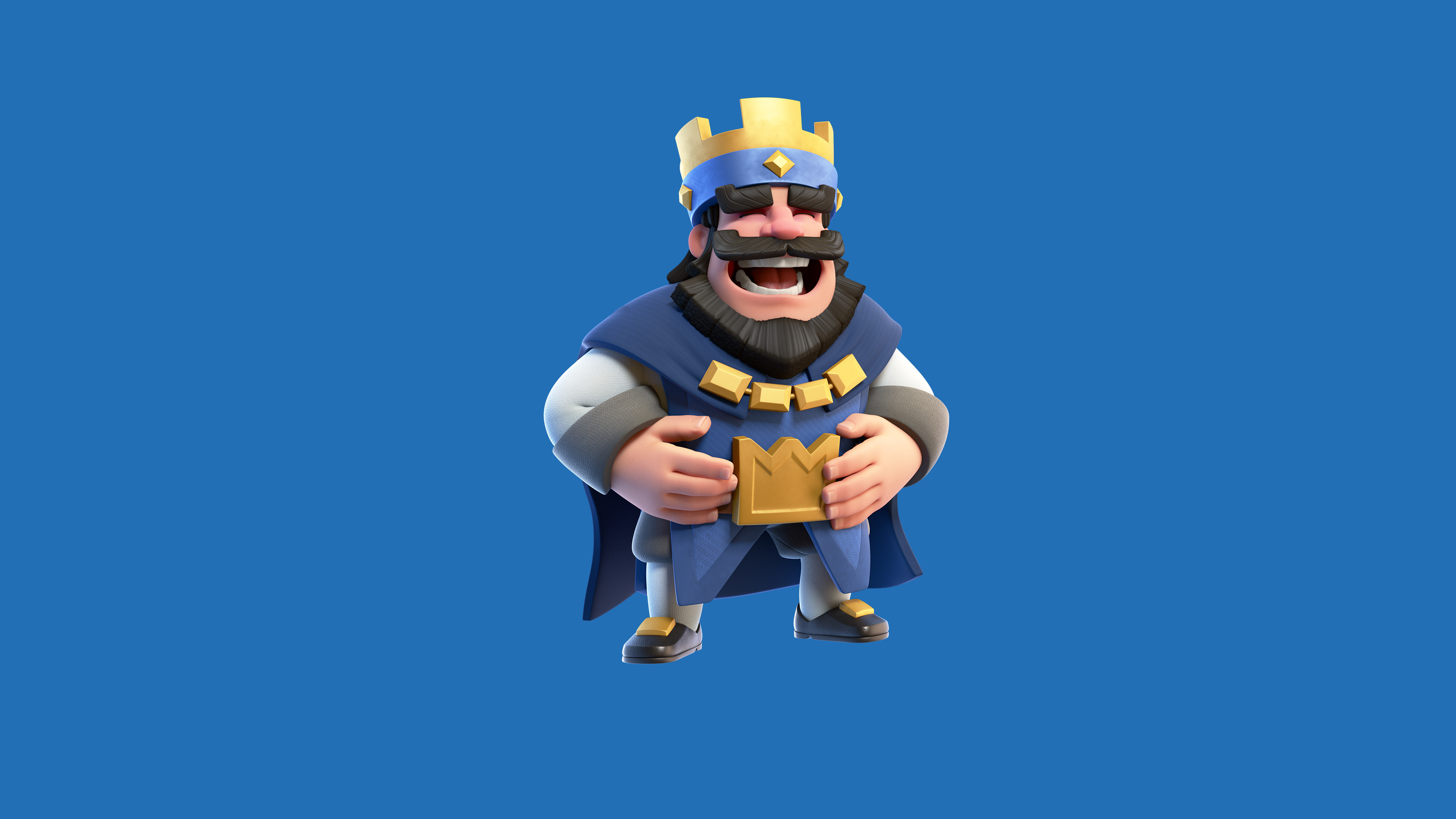 Clash Royale, Re Blu, Sfondo blu, Minimalista, 4K, wallpaper per PC