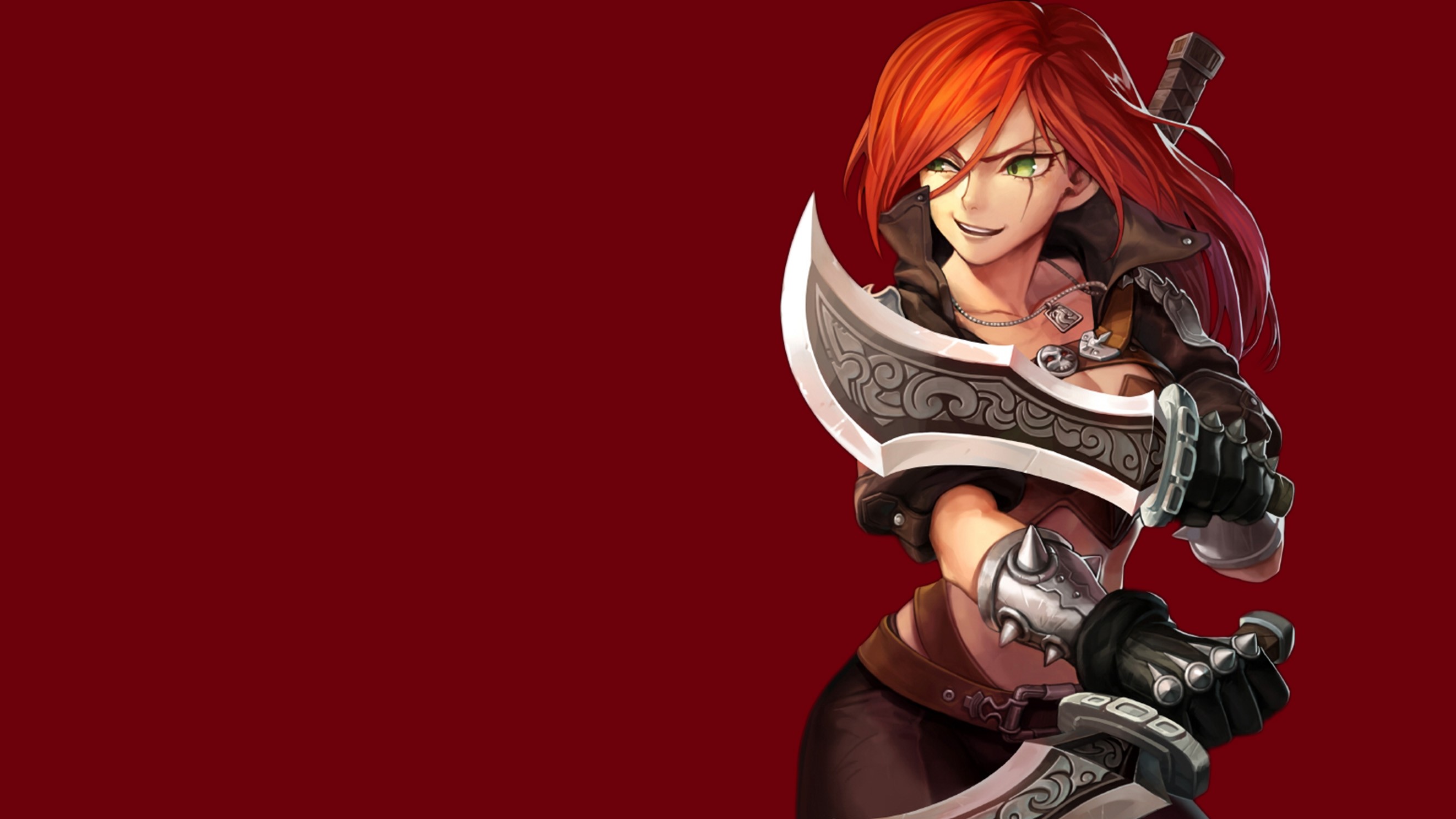 Katarina, League of Legends, Lame, Sfondo rosso, 2K, wallpaper per PC
