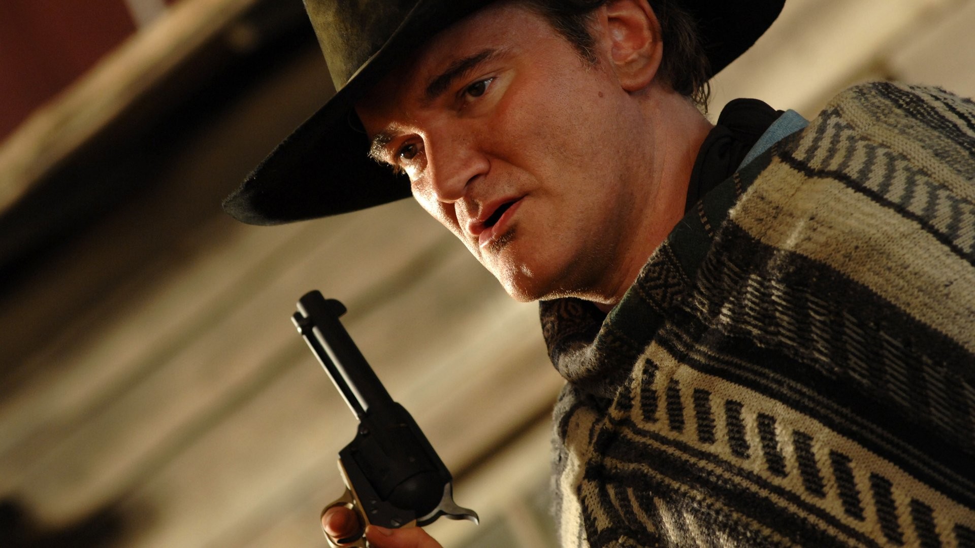 Quentin Tarantino, Cappello da cowboy, Pistola, Scena di film, 1920x1080, immagine di sfondo