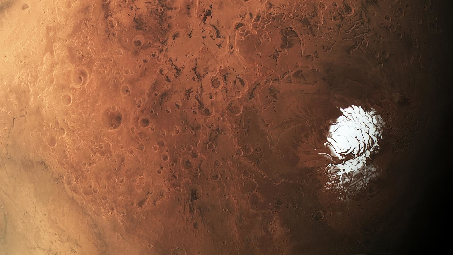 Marte, Crateri, Vista dall'alto, Arancione, Full HD, sfondo per PC