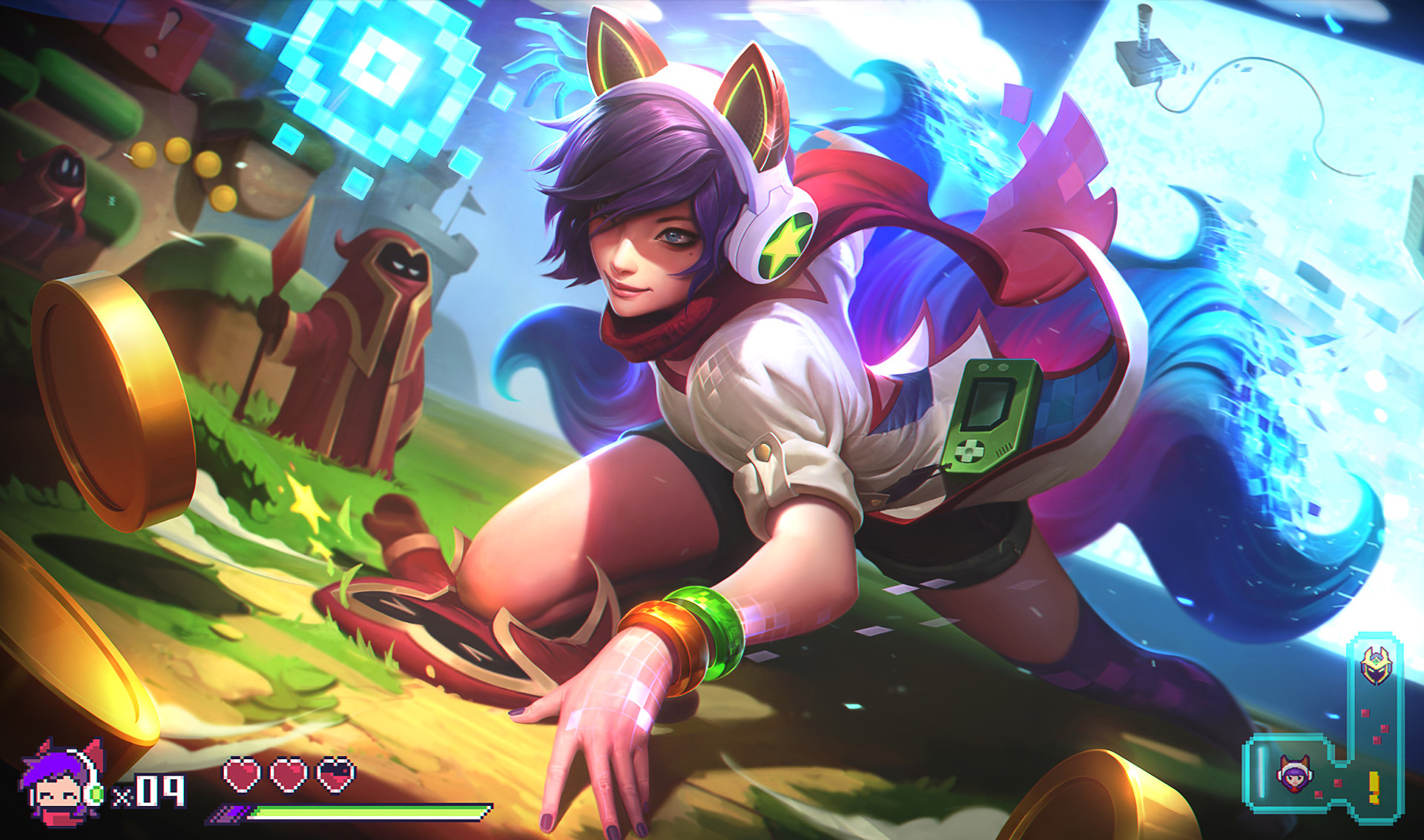 Ahri, Ahri Arcade, League of Legends, Pixel, Full HD, sfondo desktop