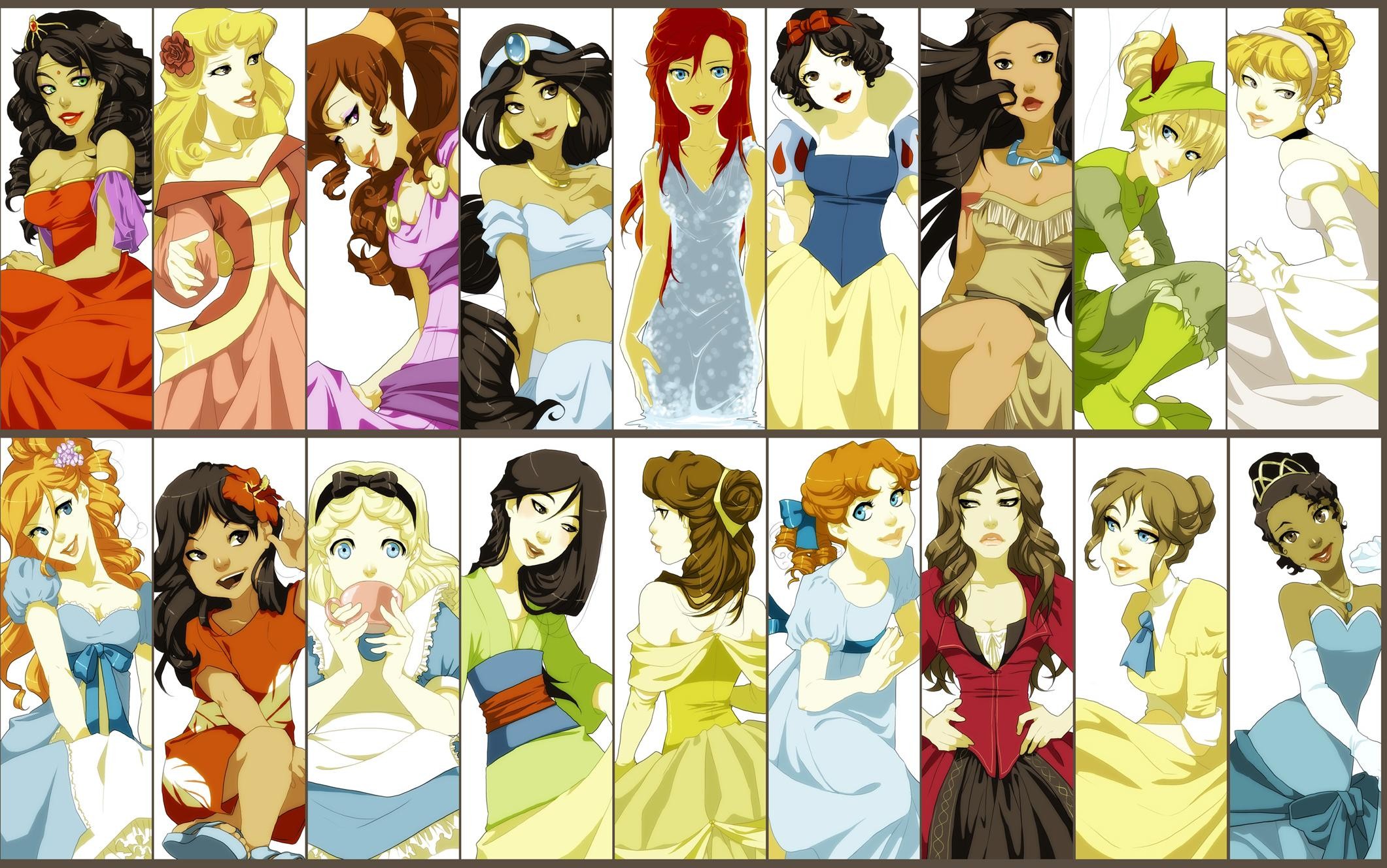 Principesse Disney, Ariel, Biancaneve, Belle, Jasmine, Pocahontas, Mulan, sfondo MacBook Air