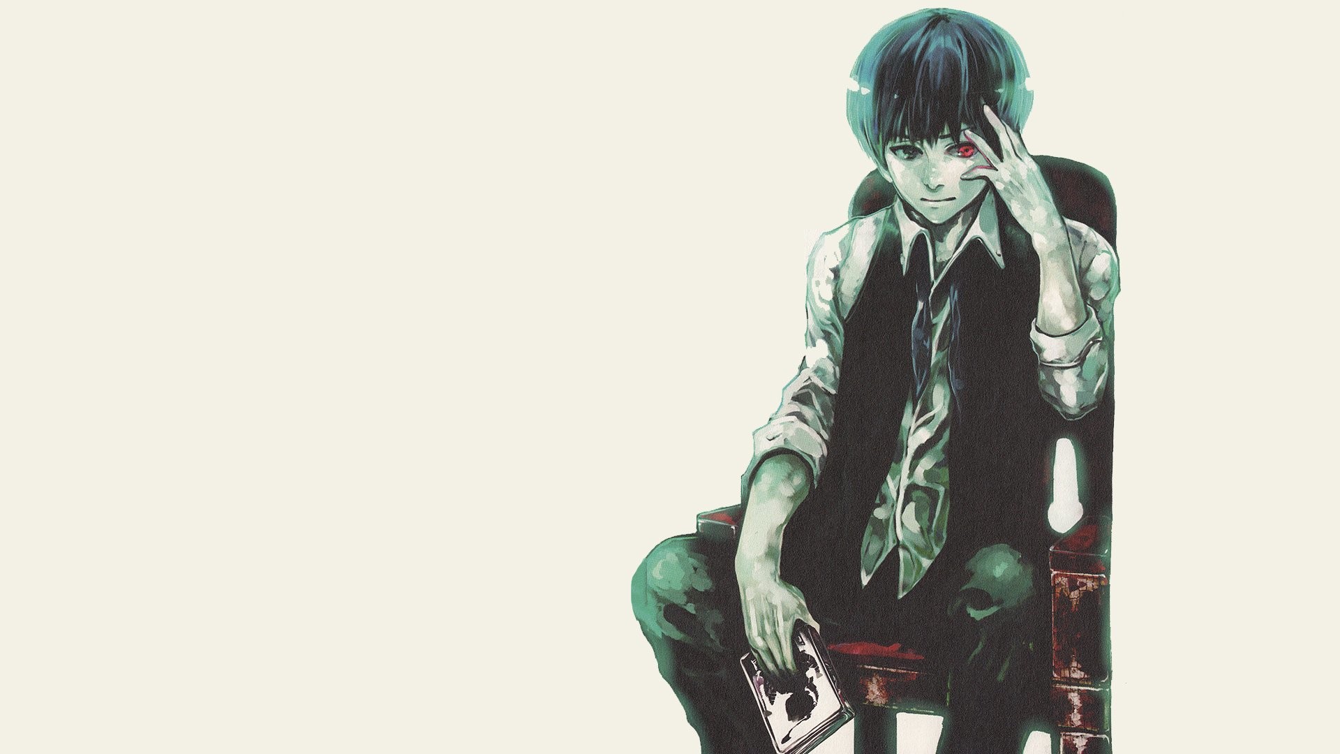 Ken Kaneki, Tokyo Ghoul, Sedia, Minimalista, Full HD 1080p, sfondo desktop