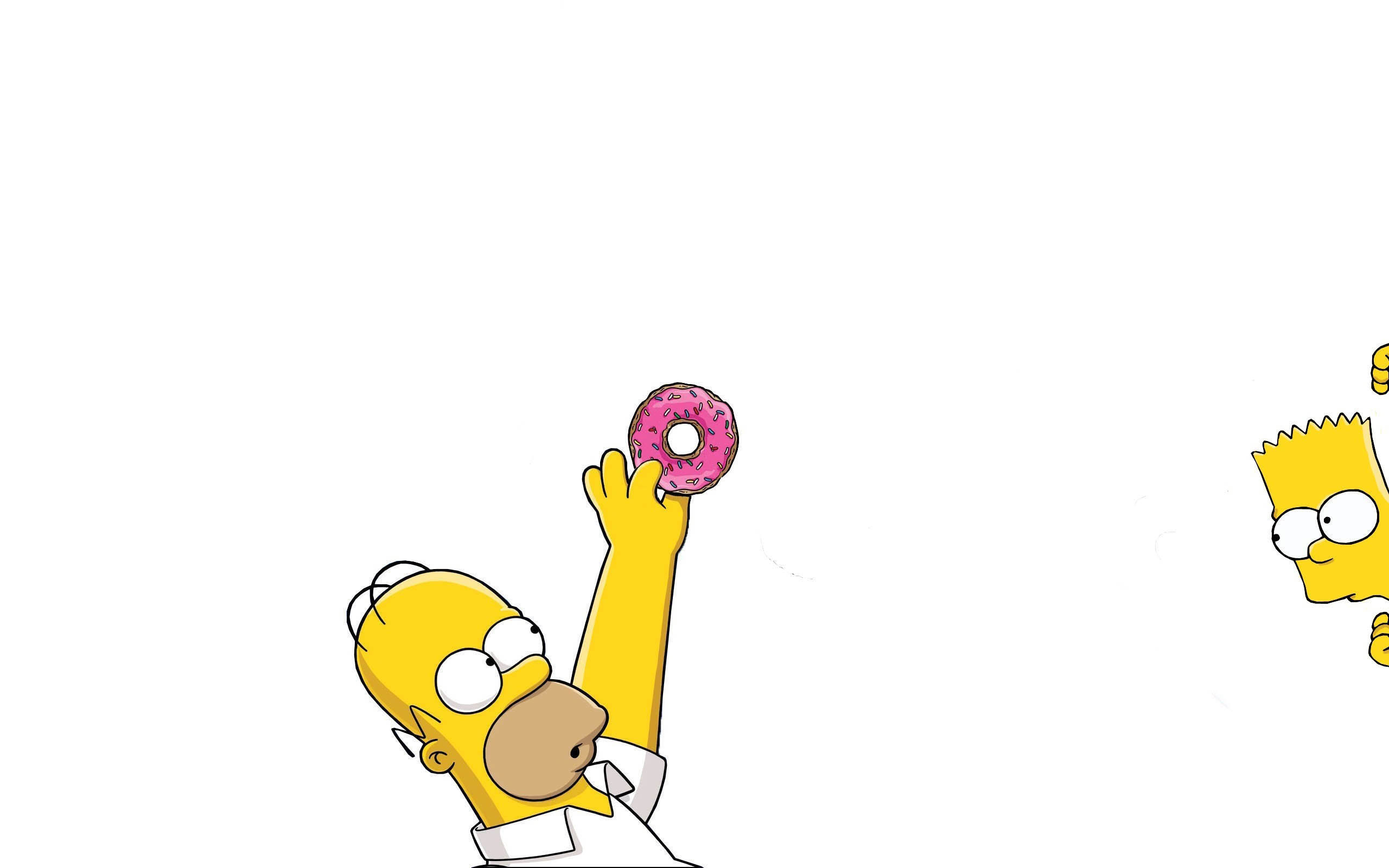 Homer Simpson, Bart Simpson, I Simpson, Ciambella, Sfondo bianco, wallpaper 2560x1600