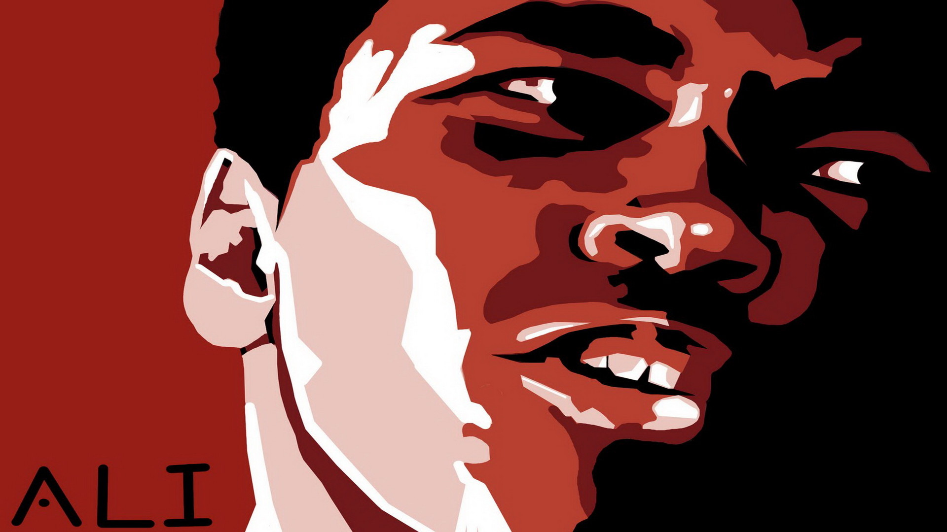Muhammad Ali, Pop art, Ritratto, Rosso, Full HD 1080p, sfondo desktop