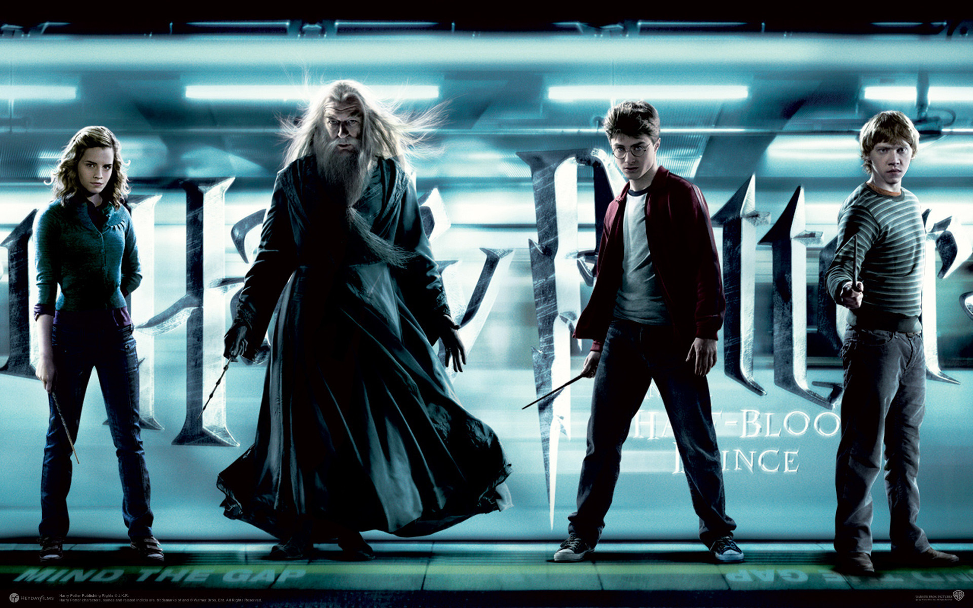 Harry Potter e il principe mezzosangue, Albus Silente, Harry Potter, Ron Weasley, Hermione Granger, wallpaper Full HD