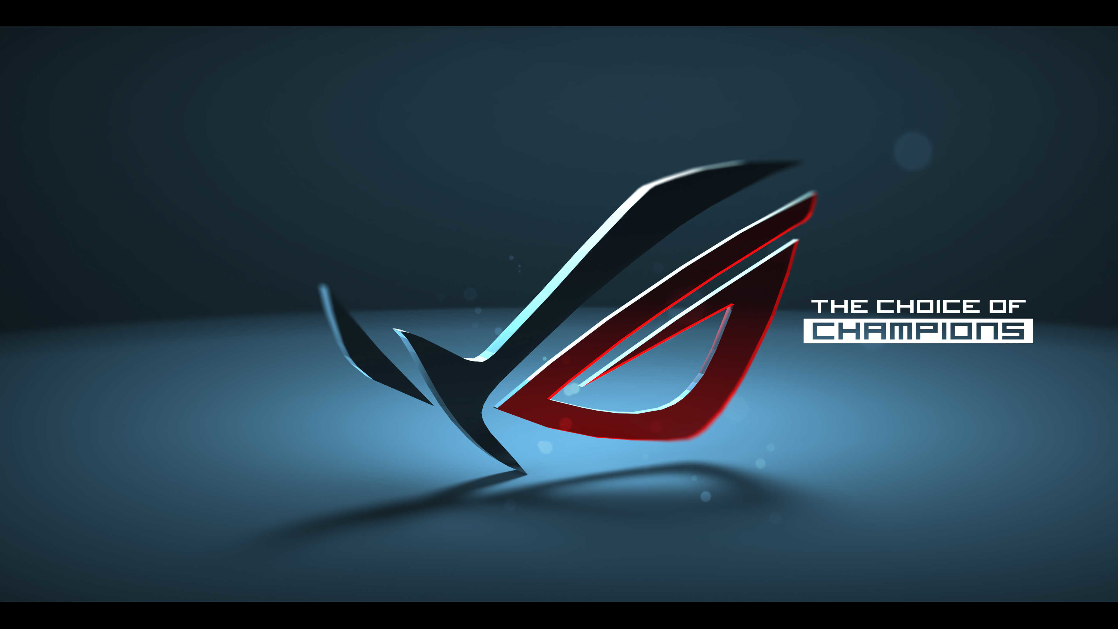 Asus ROG, The Choice of Champions, Logo 3D, Azzurro, 4K, sfondo per PC