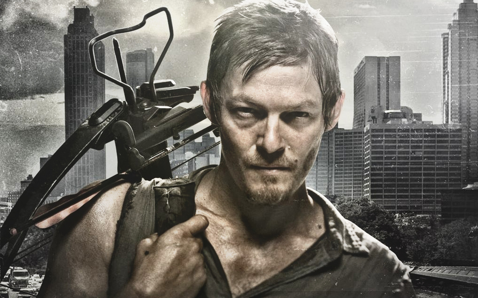 Daryl Dixon, Norman Reedus, The Walking Dead, Balestra, Atlanta, Bianco e nero, sfondo per PC