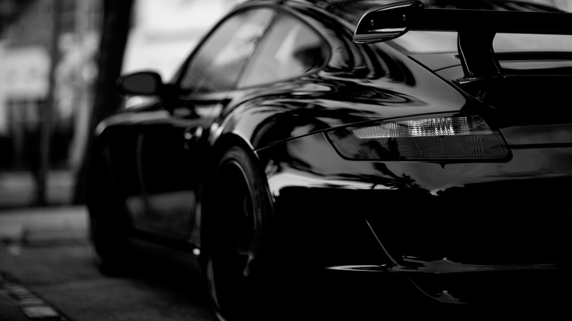 Porsche 911 GT3 (997), Alettone, Bianco e nero, Full HD, sfondo per portatile
