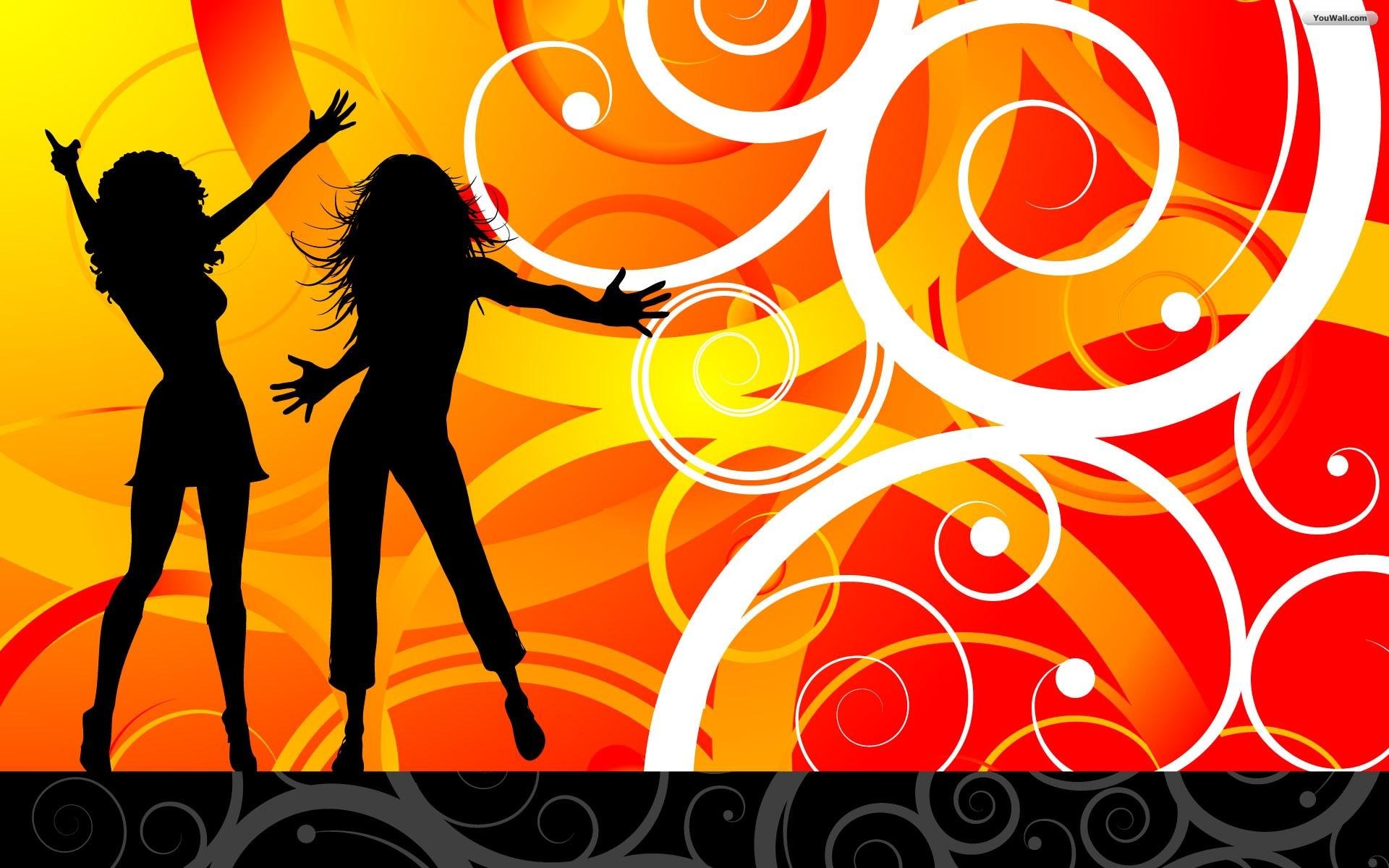Ballerine, Silhouette, Arancione, Vortici, 1920x1200, sfondo MacBook Pro
