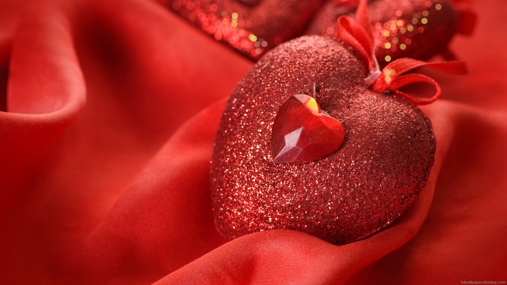 Cuore, Glitter, Seta rossa, San Valentino, Full HD, wallpaper per portatile