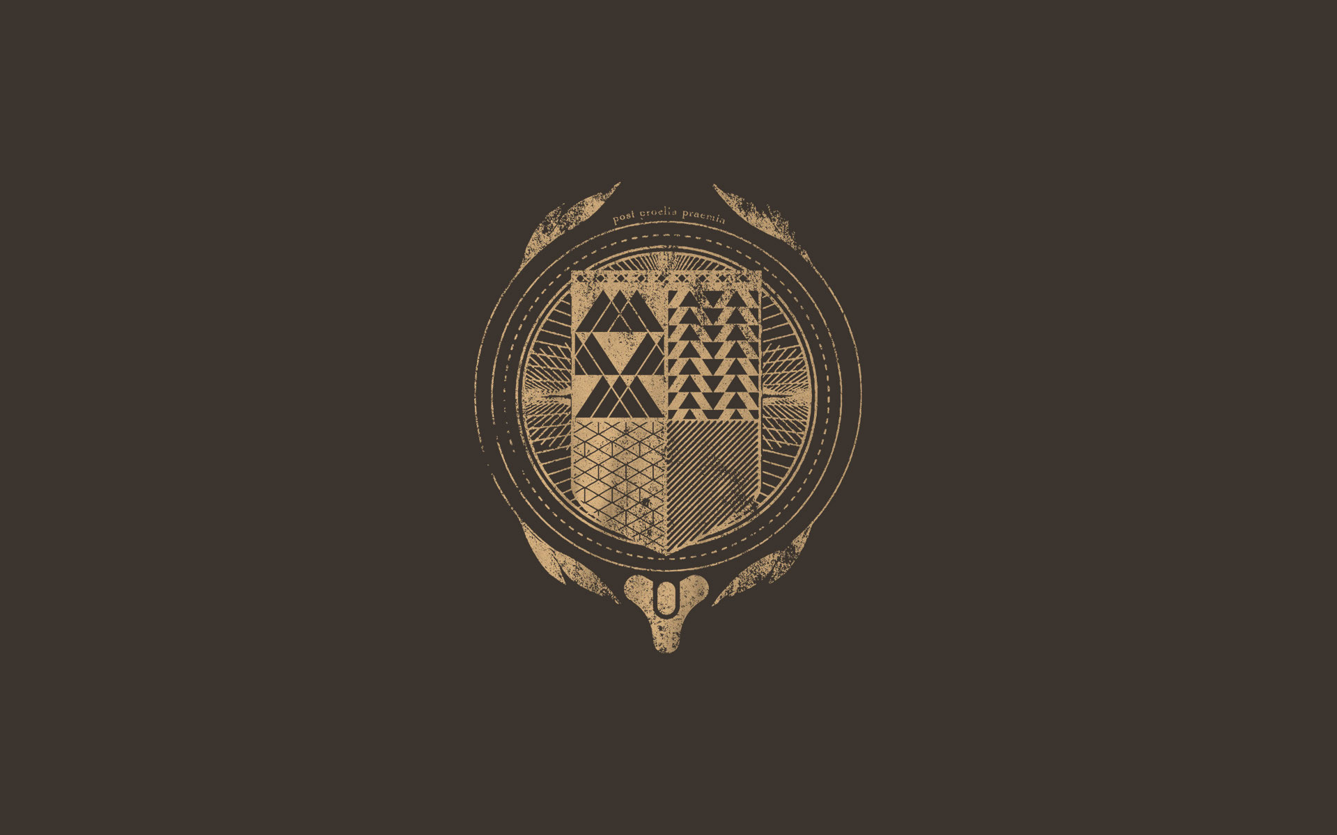 Destiny, Emblema, Stemma, Oro, Sfondo marrone, 1920x1200, wallpaper desktop