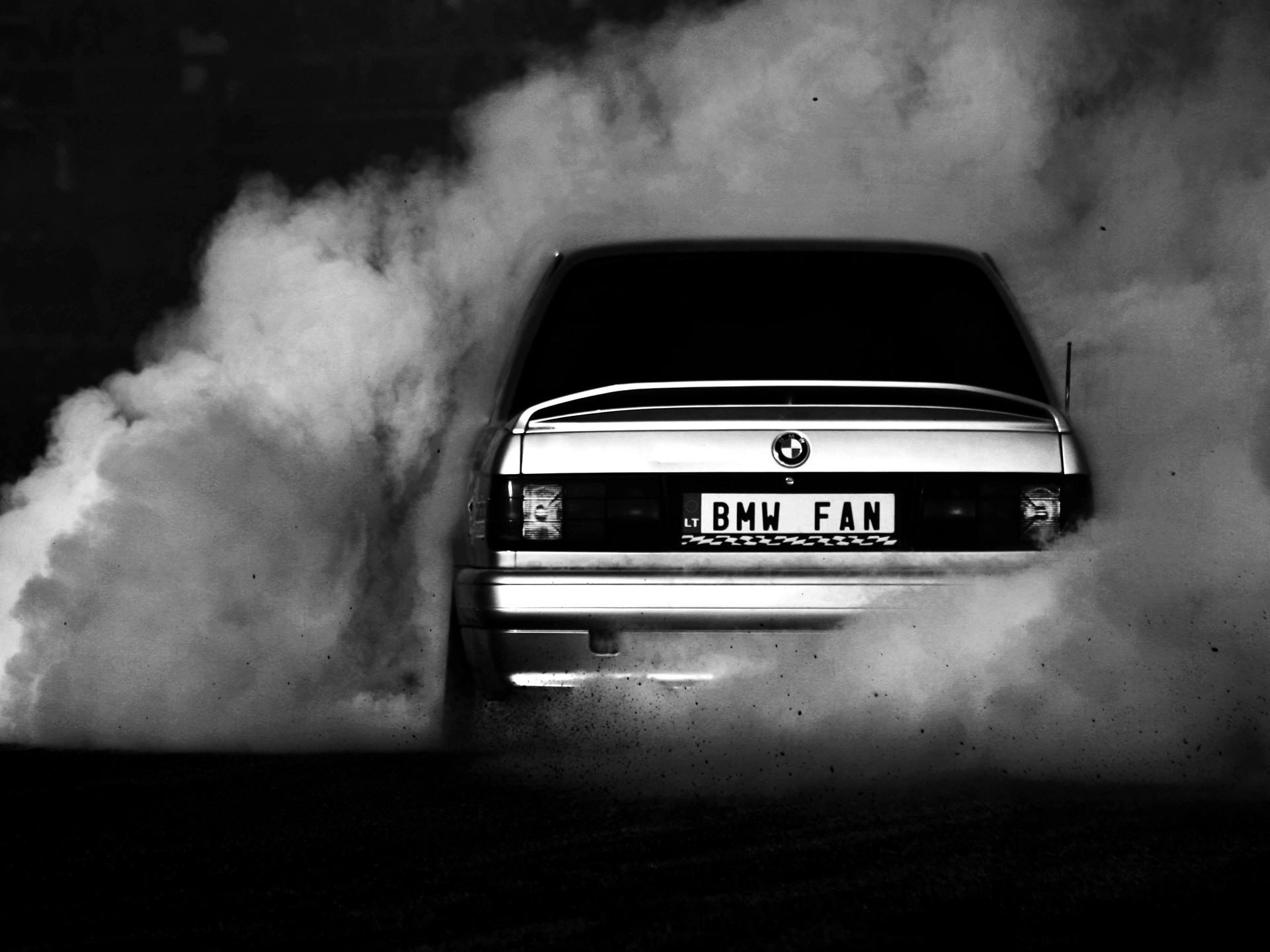BMW, Burnout, Fumo, Bianco e nero, Retro, Full HD, sfondo per iPad e tablet
