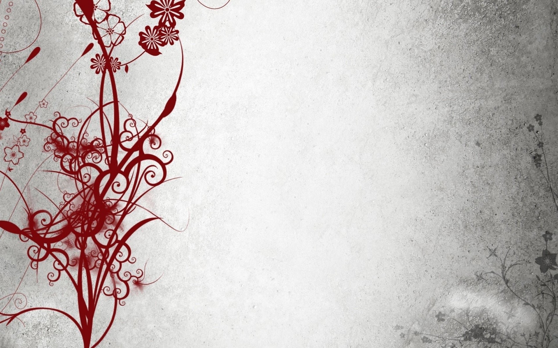 Ghirigori floreali, Rosso, Texture grigia, Grunge, Full HD, sfondo Windows 11