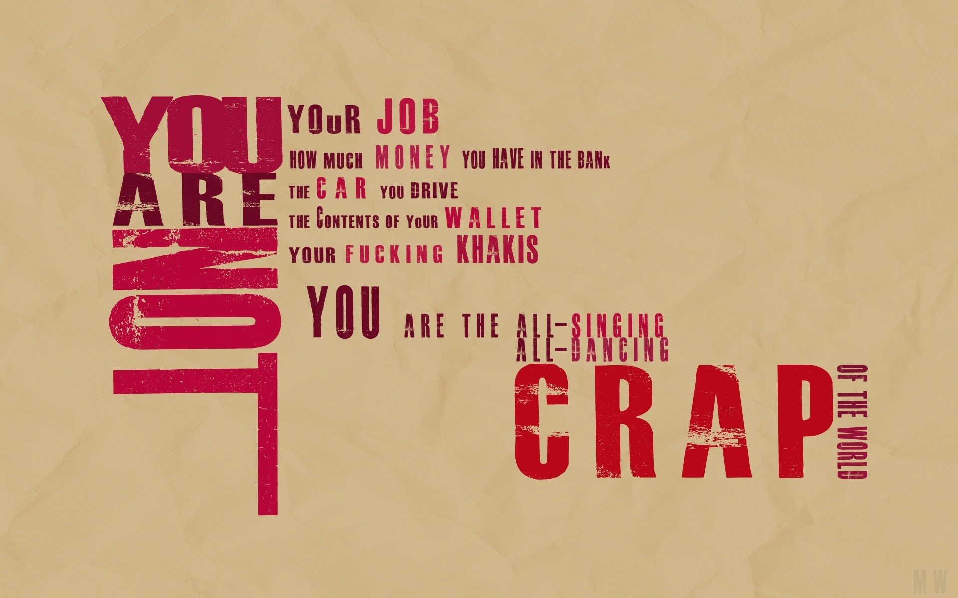 Fight Club, You're not your job, Tipografia, 1920x1200, sfondo MacBook Pro