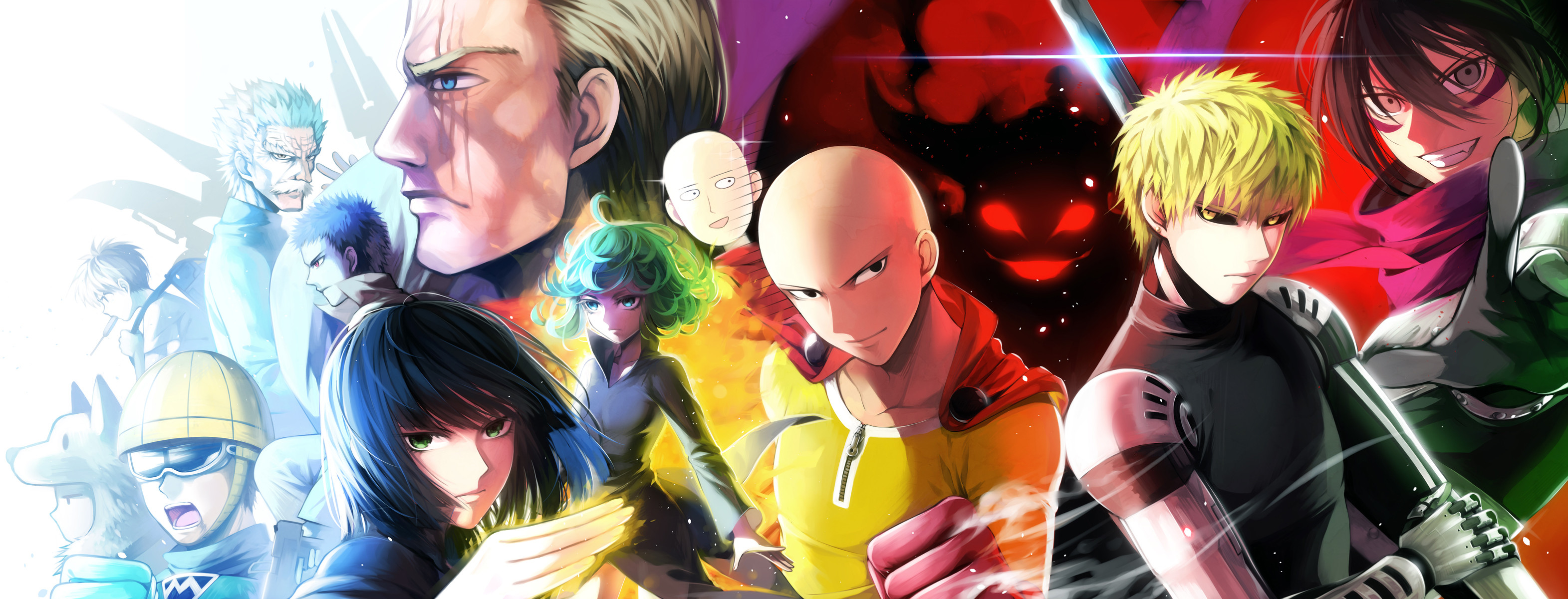 One Punch Man, Saitama, Genos, Tatsumaki, Fubuki, Personaggi, 2K, sfondo Windows 11