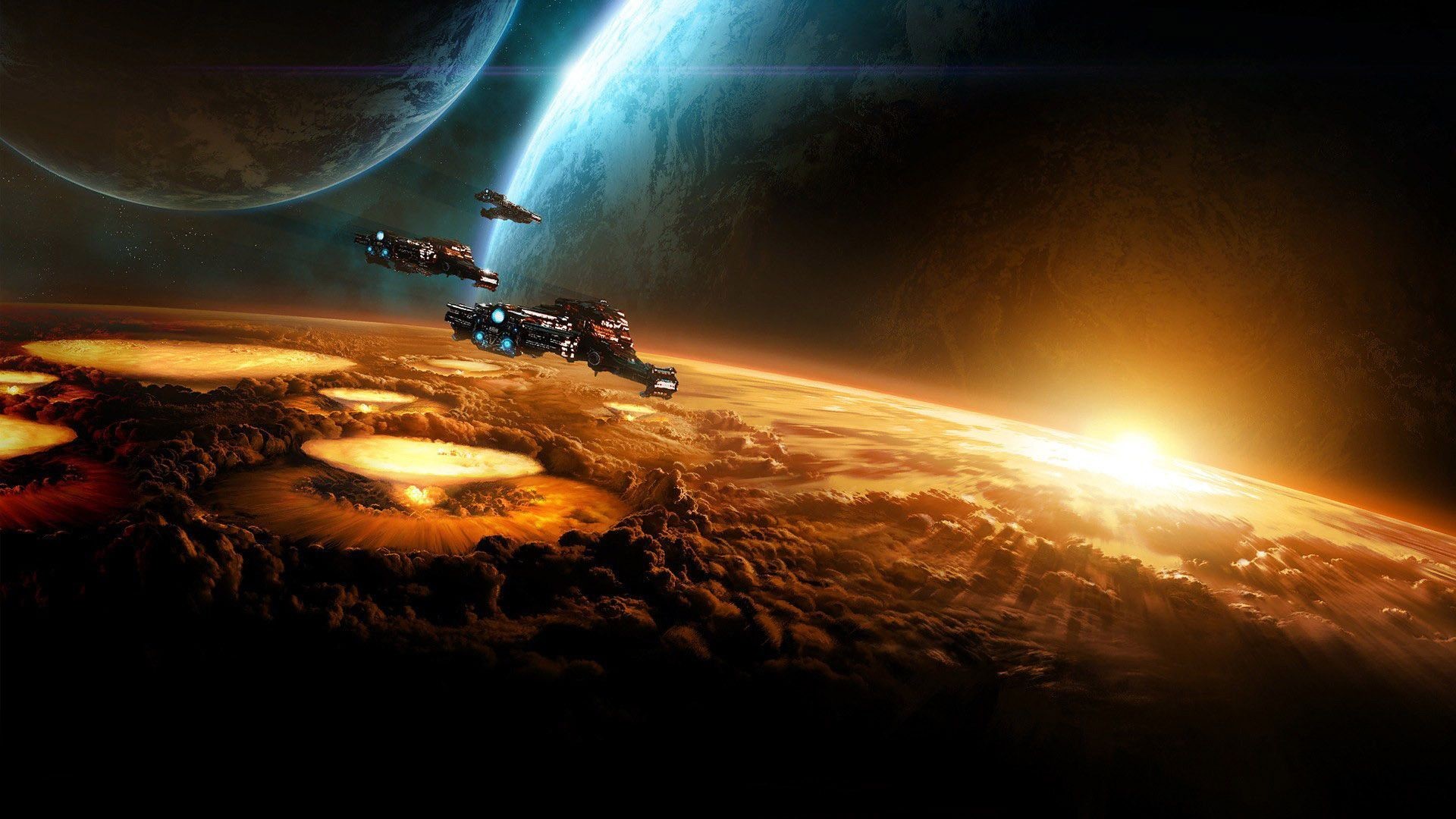 StarCraft II, Astronave, Pianeta, Spazio, Full HD, wallpaper per portatile
