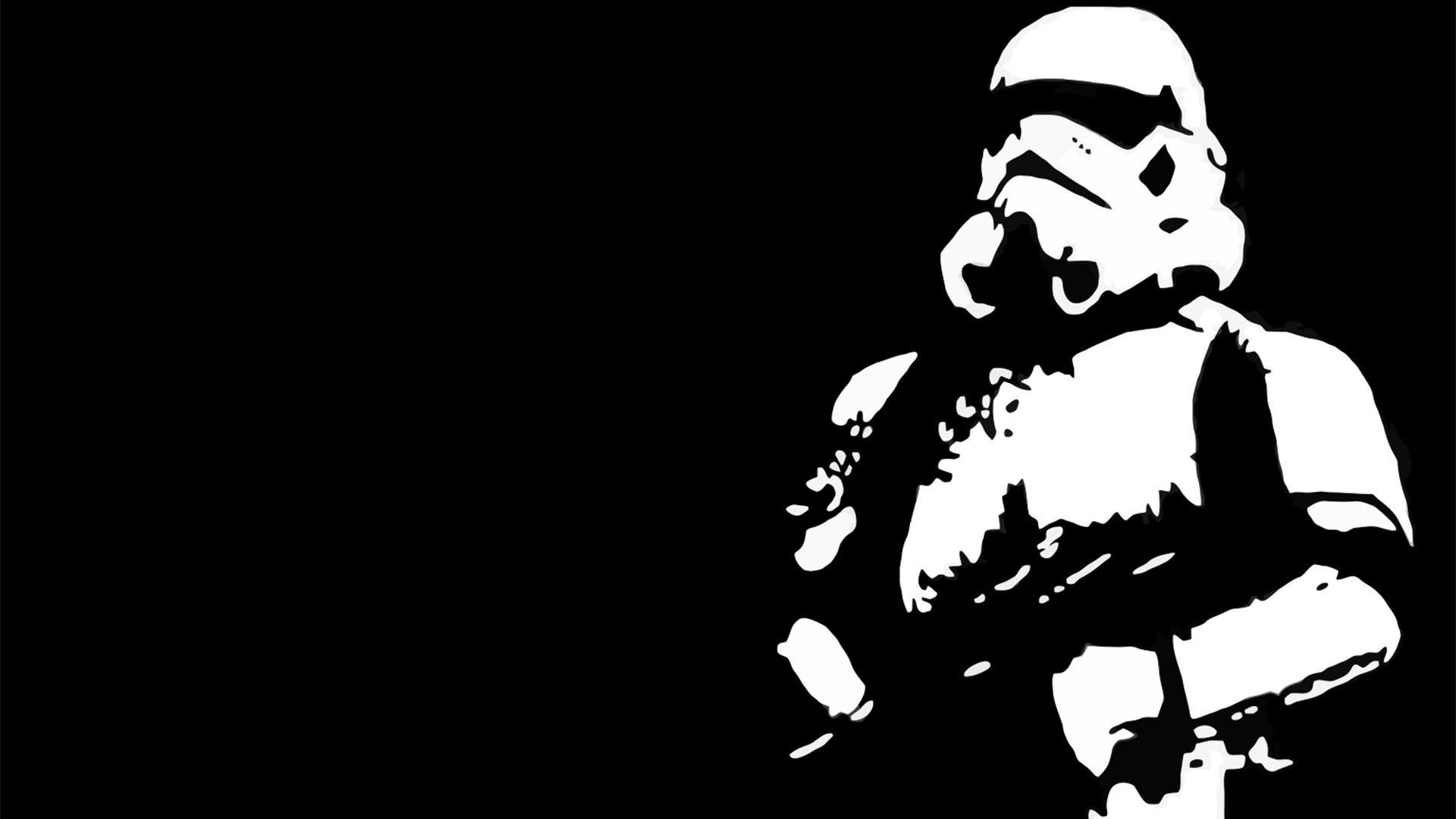 Stormtrooper, Star Wars, Silhouette, Bianco e nero, Full HD, sfondo per portatile