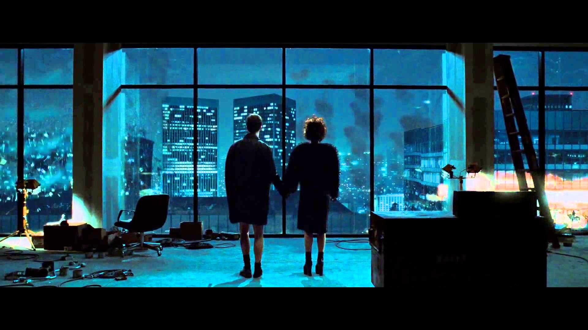 Narratore (Fight Club), Marla Singer, Fight Club, Skyline notturno, Esplosioni, Blu, sfondo desktop