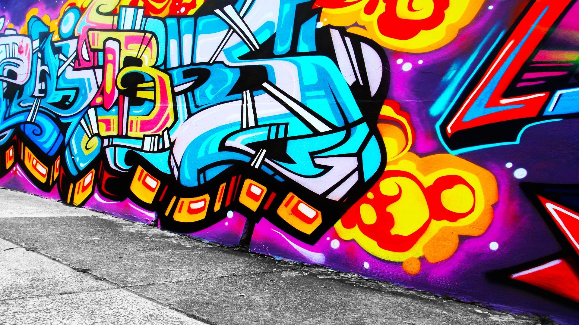 Graffiti, Lettering, Muro, Multicolore, Full HD, sfondo desktop
