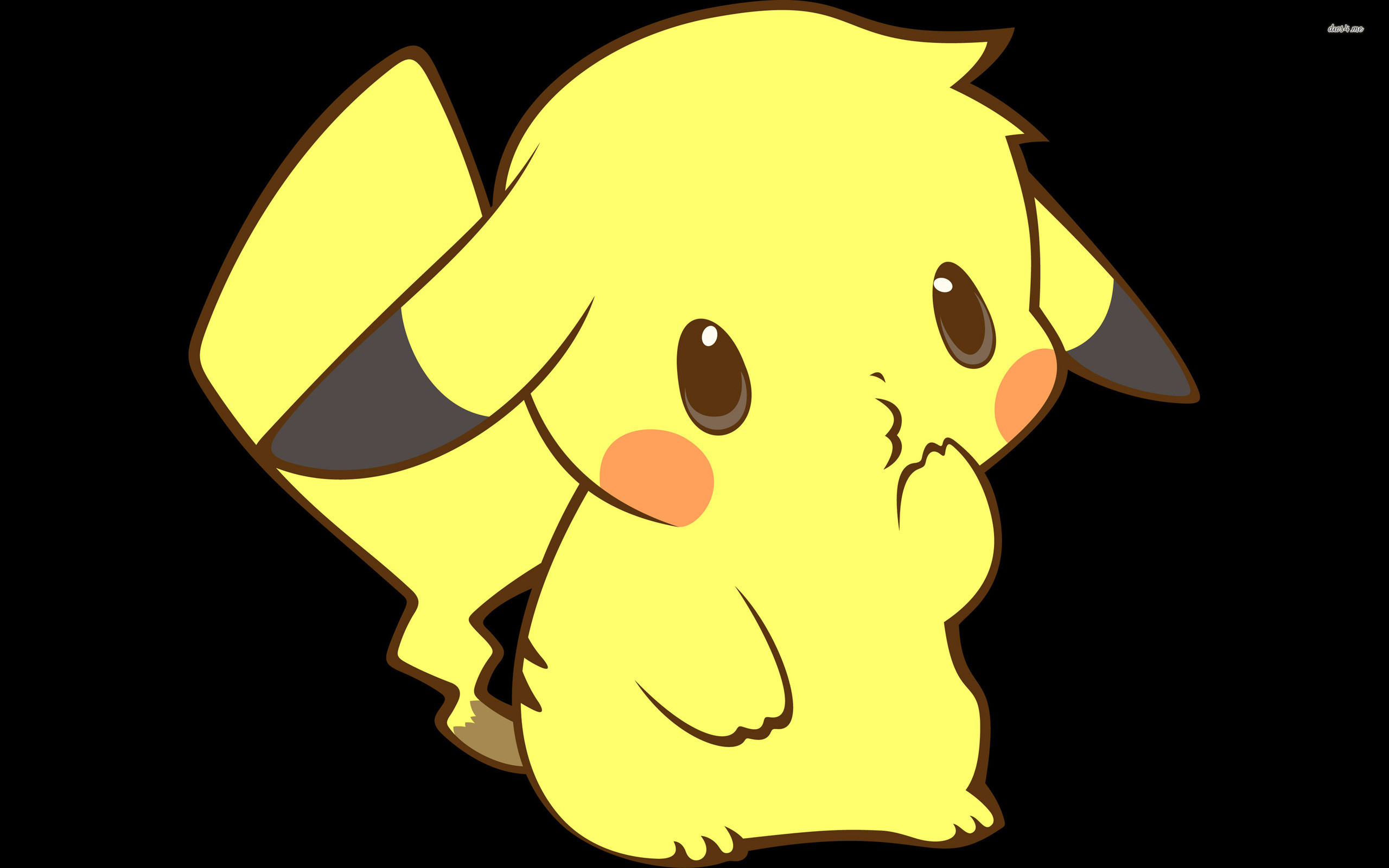 Pikachu, Pokémon, Chibi, Sfondo nero, 2K, wallpaper per PC
