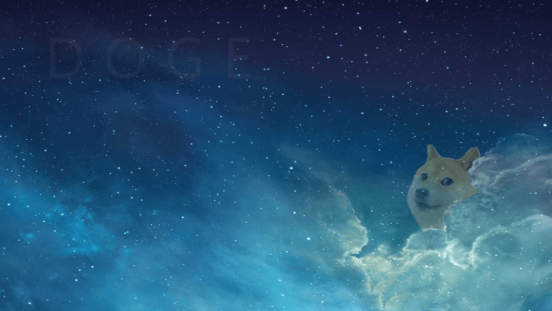 Doge, Nebulosa blu, Spazio, Full HD, wallpaper per PC