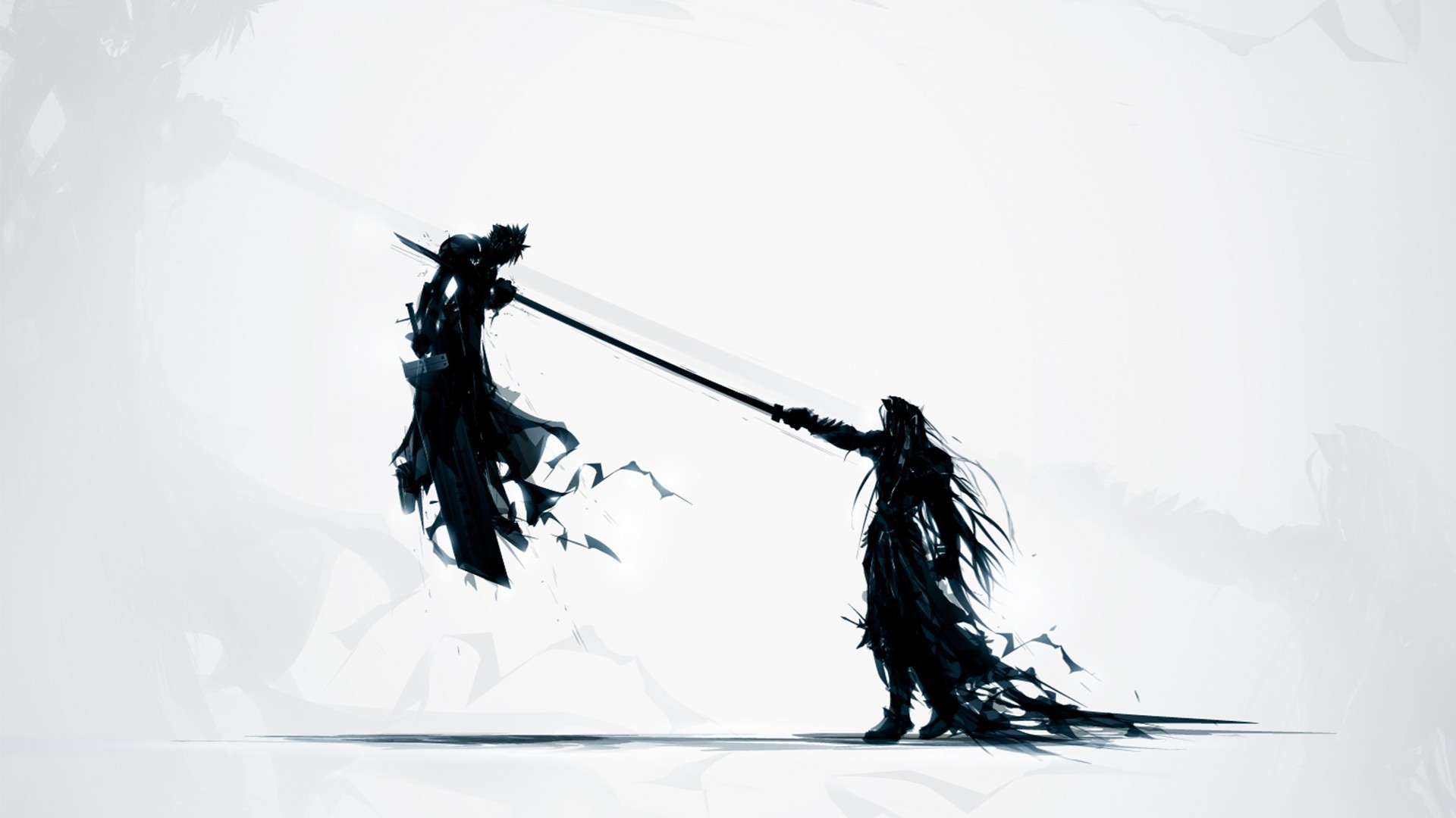 Cloud Strife, Sephiroth, Final Fantasy VII, Silhouette, Duello, Full HD 1080p, sfondo desktop