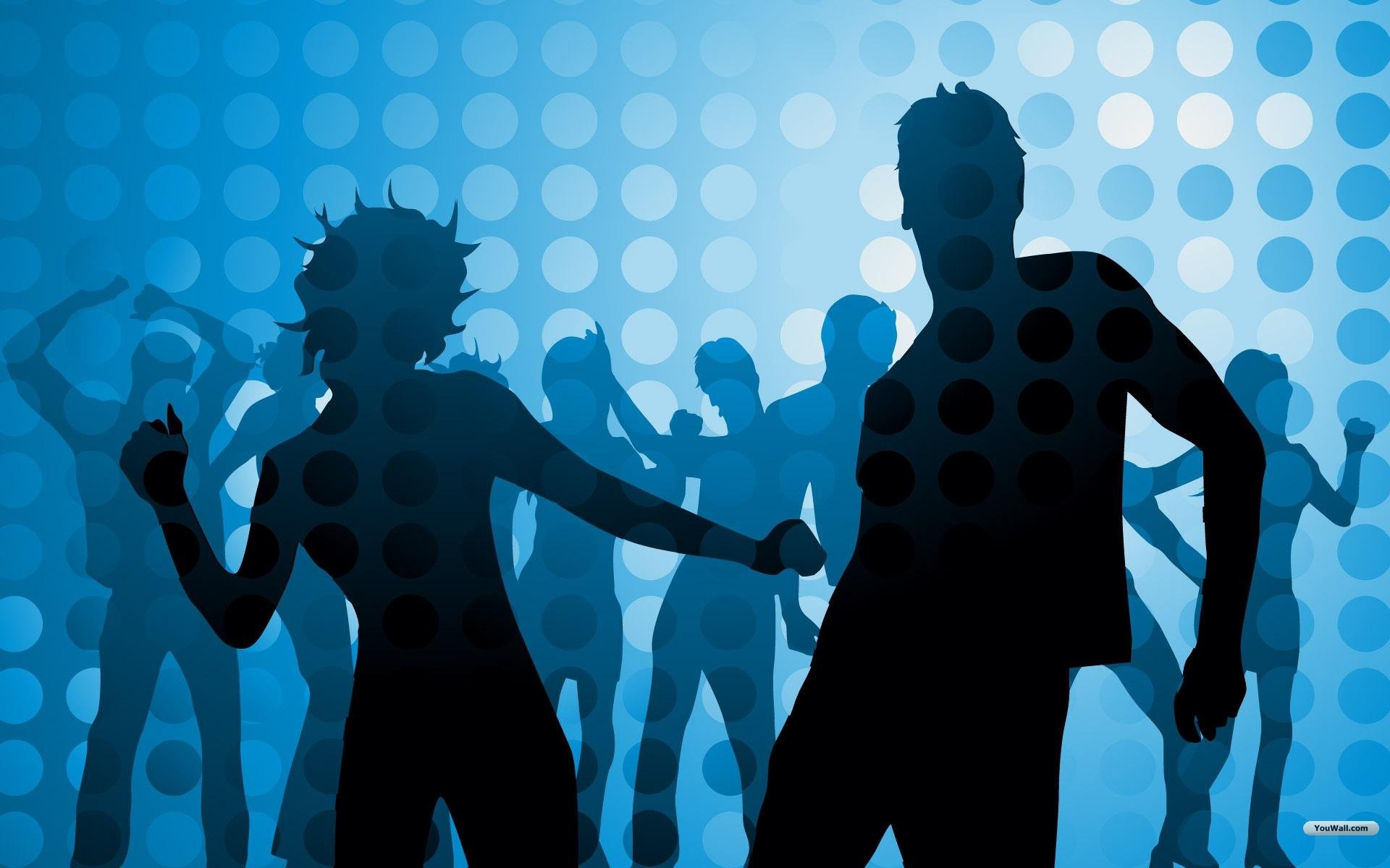 Ballerini, Silhouette, Discoteca, Blu, 1920x1200, sfondo per PC