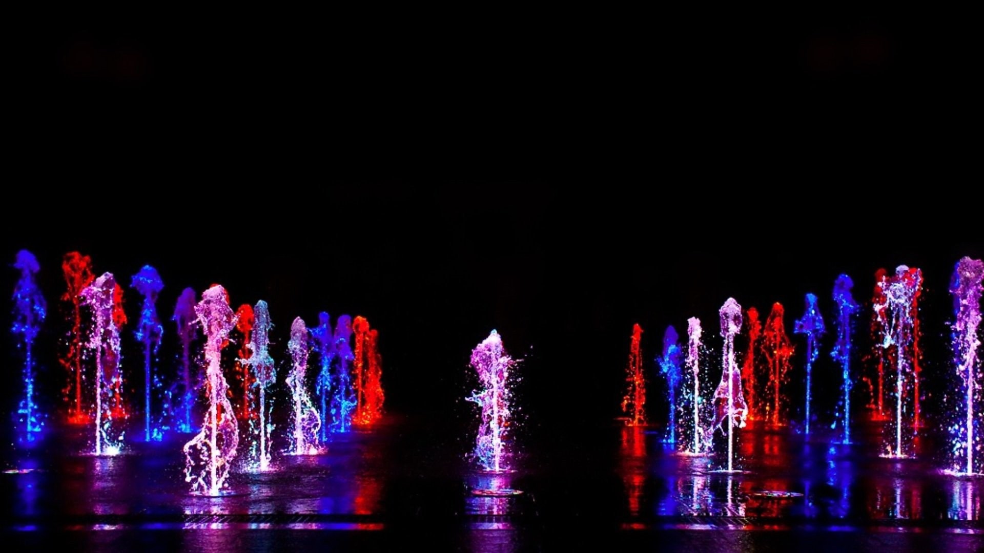 Fontane danzanti, Luci colorate, Notte, Full HD, sfondo per portatile