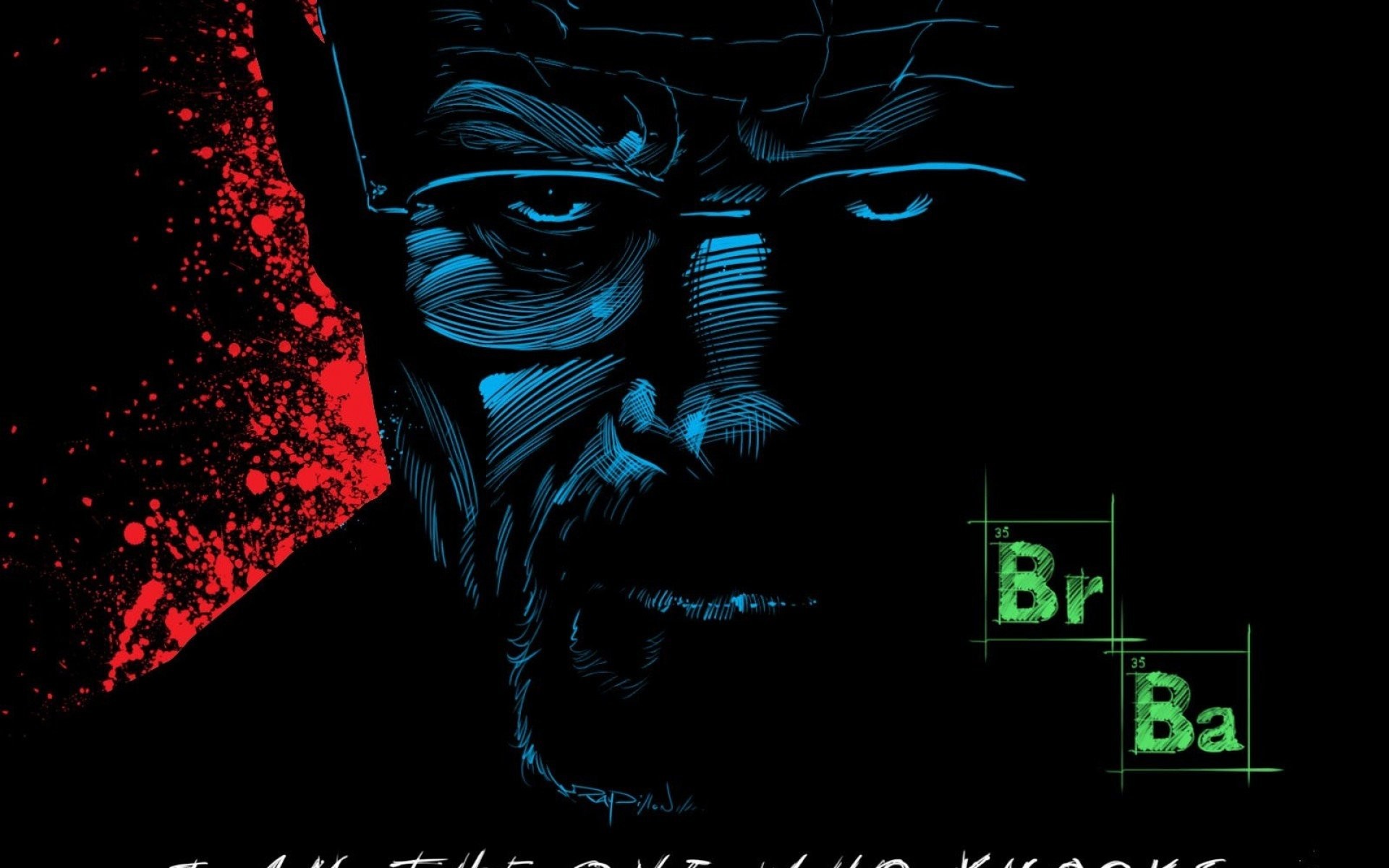 Walter White, Heisenberg, Breaking Bad, Illustrazione, Sfondo nero, wallpaper 1920x1200
