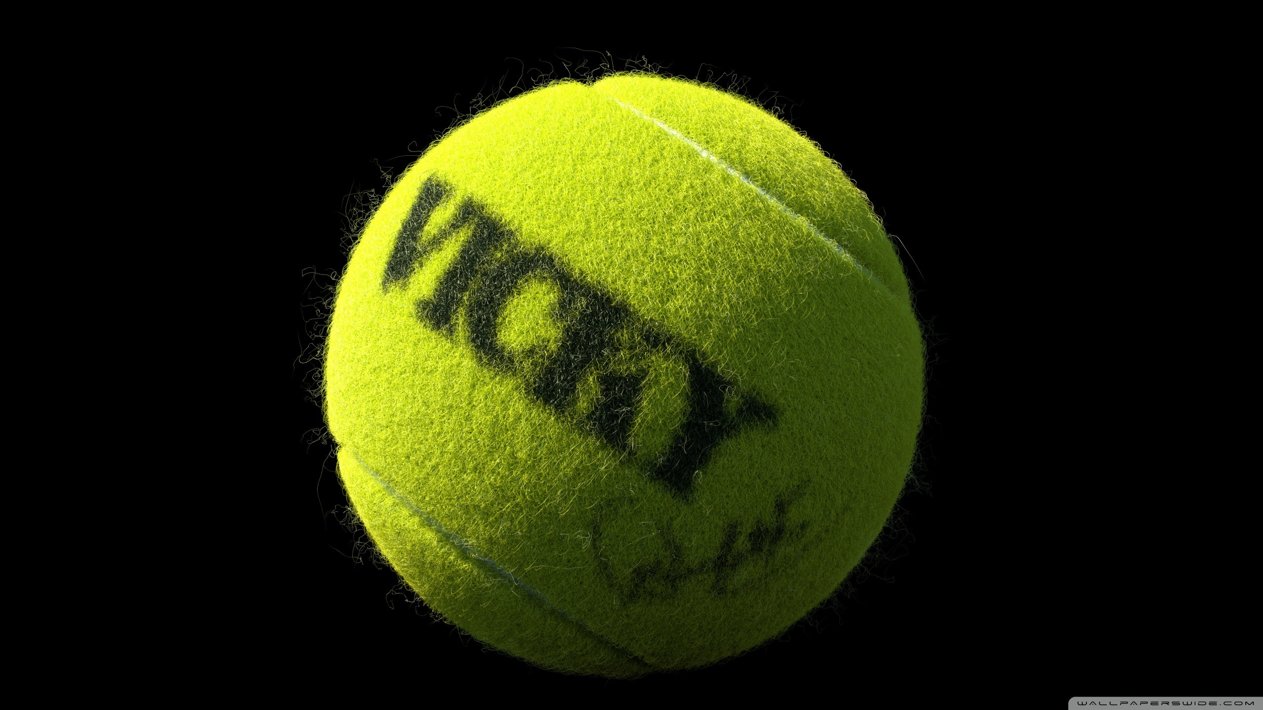 Pallina da tennis, Autografo, Sfondo nero, 2K, wallpaper desktop