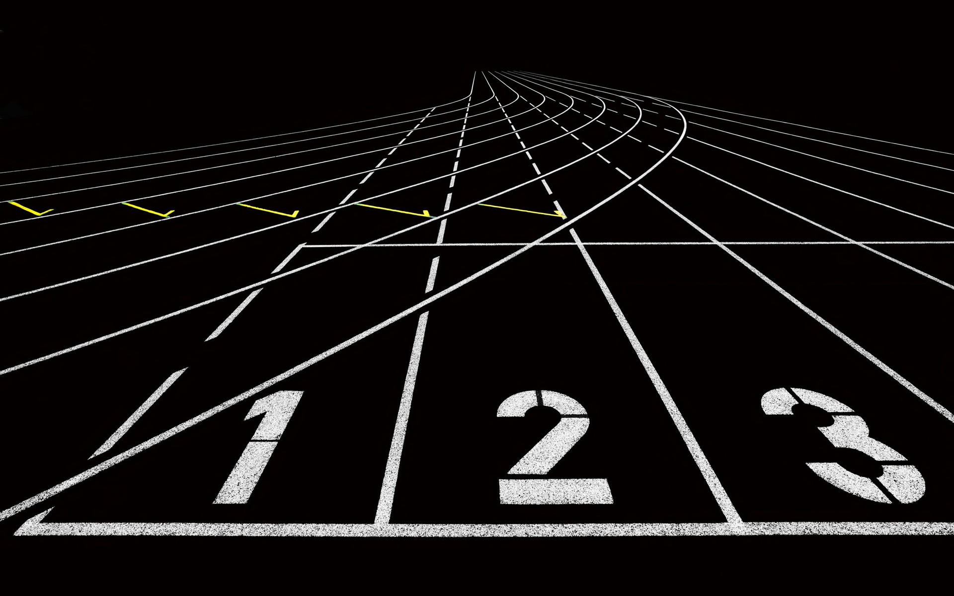 Pista di atletica, Corsie, Sfondo nero, Full HD, wallpaper per PC