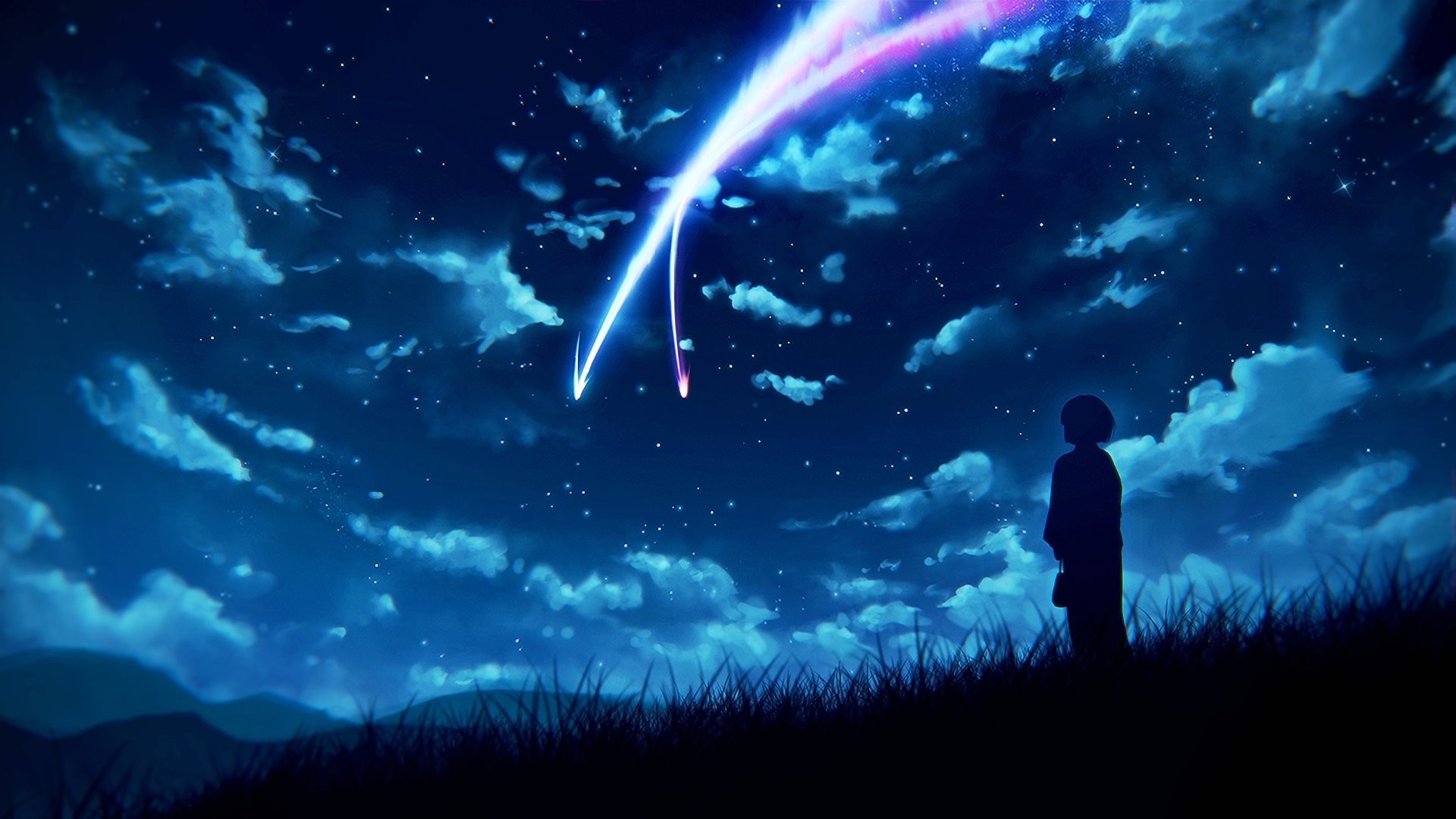 Your Name, Kimi no na wa, Cometa, Cielo stellato, Anime, Full HD, sfondo per il tuo desktop