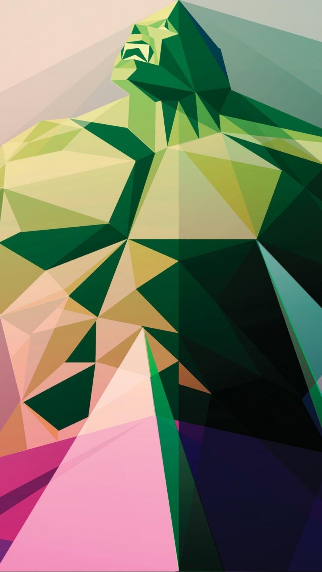 Hulk, Marvel, Low poly, Arte geometrica, sfondo per iPhone e Android