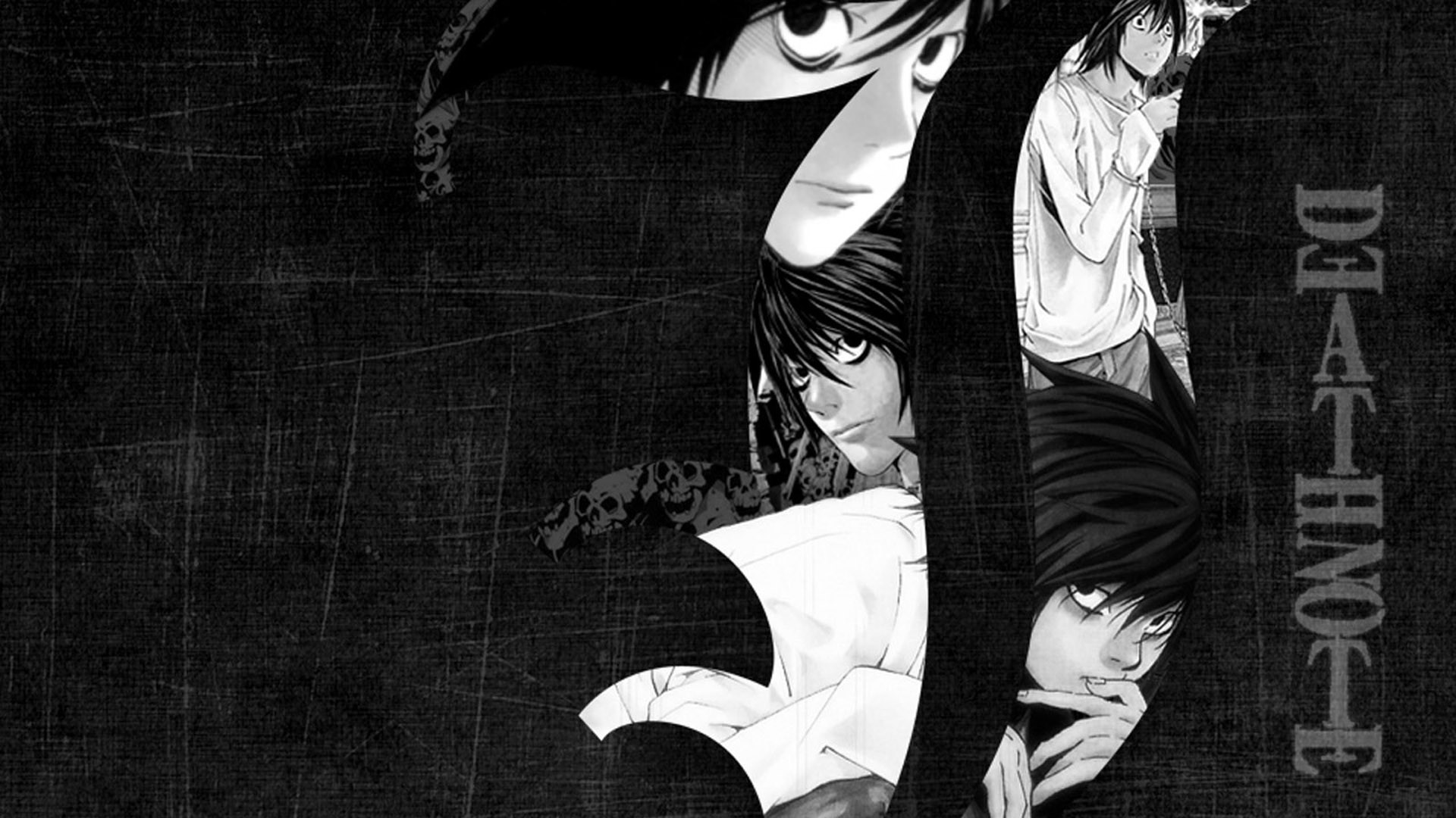 L Lawliet, Death Note, Logo, Grunge, Full HD 1080p, sfondo desktop