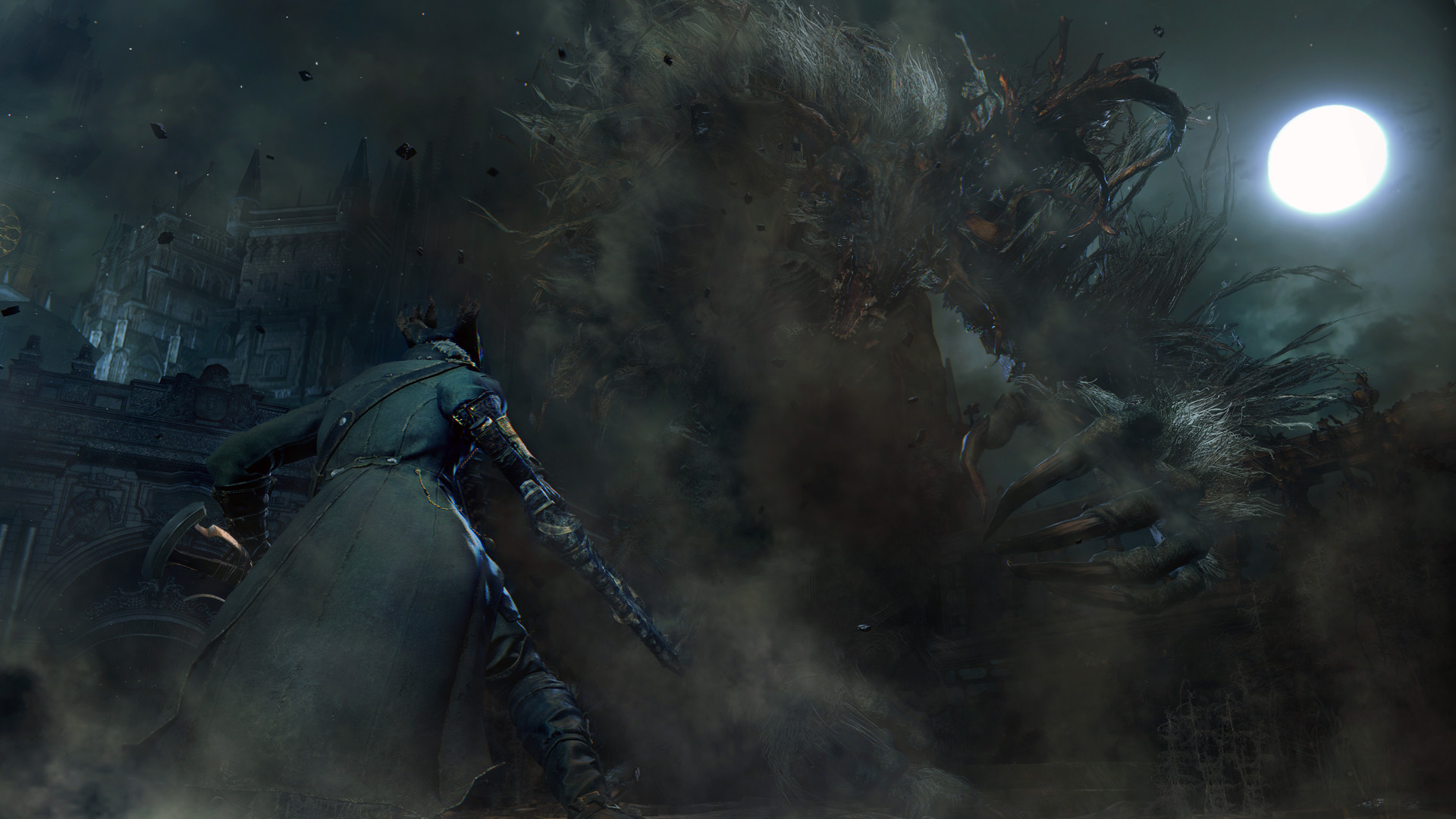 Bloodborne, Bestia, Luna piena, Combattimento, 16:9 Full HD, wallpaper widescreen