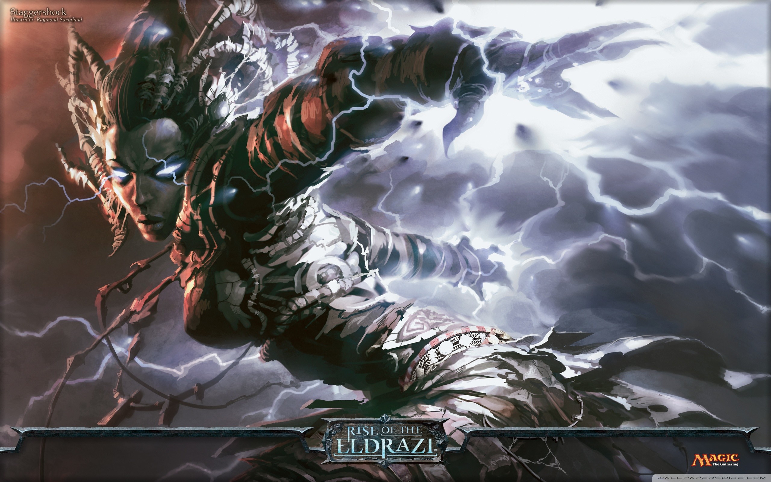 L'Ascesa degli Eldrazi, Magic: The Gathering, Guerriero, Fulmini, wallpaper desktop 2K