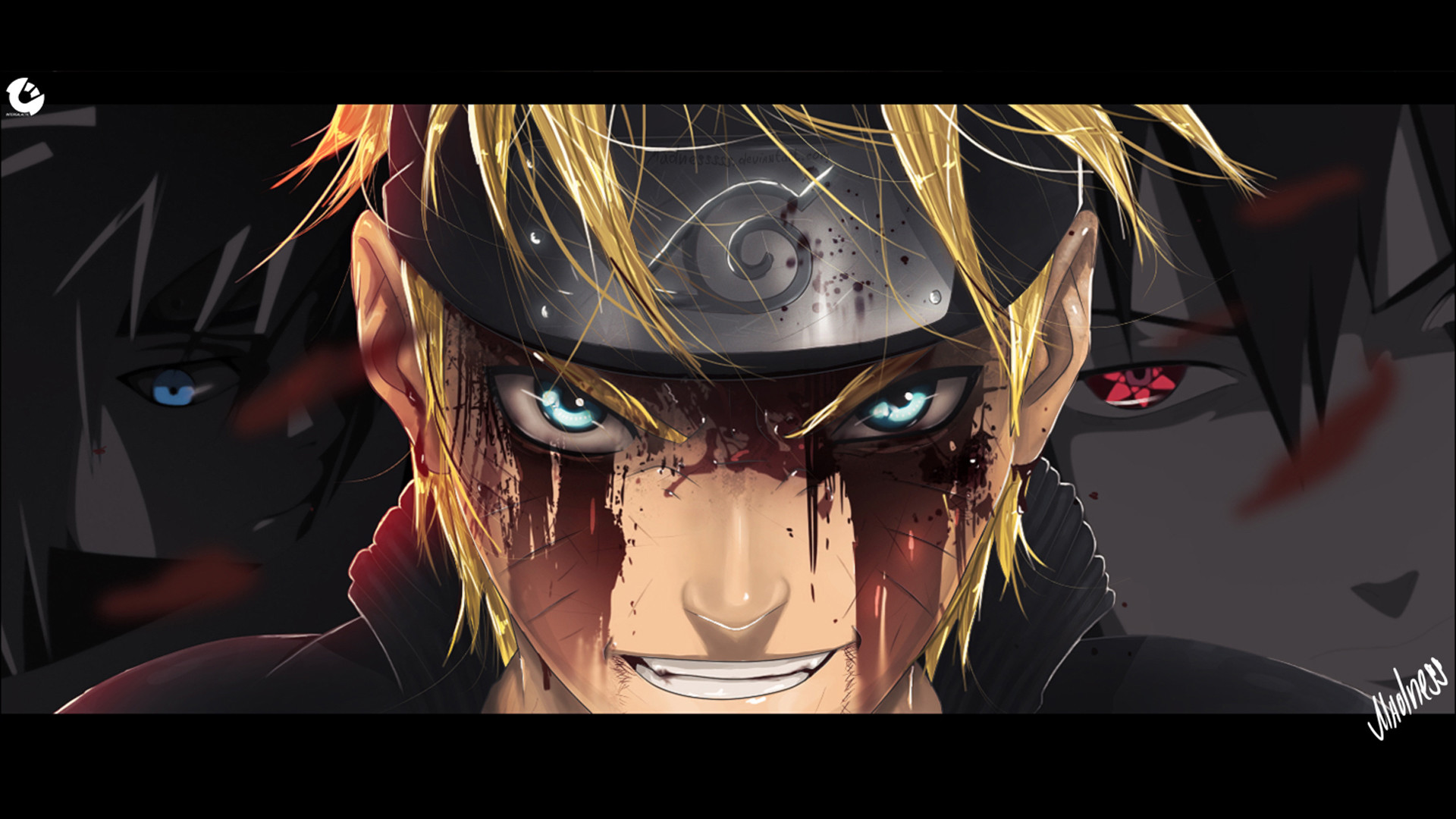 Naruto Uzumaki, Naruto Shippuden, Primo piano, Sangue, 16:9 Full HD, wallpaper widescreen