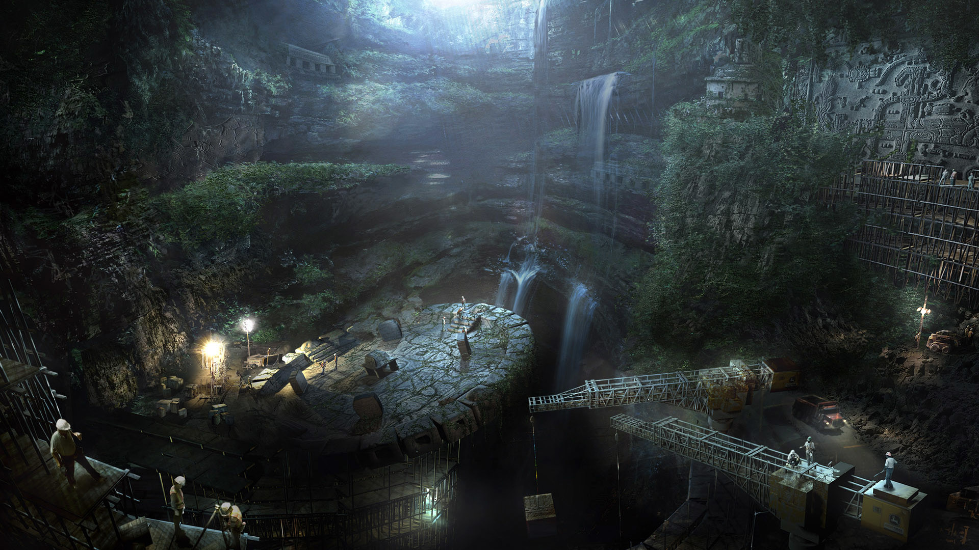 Rovine, Giungla, Fantasy, Concept art, 1920x1080, immagine di sfondo
