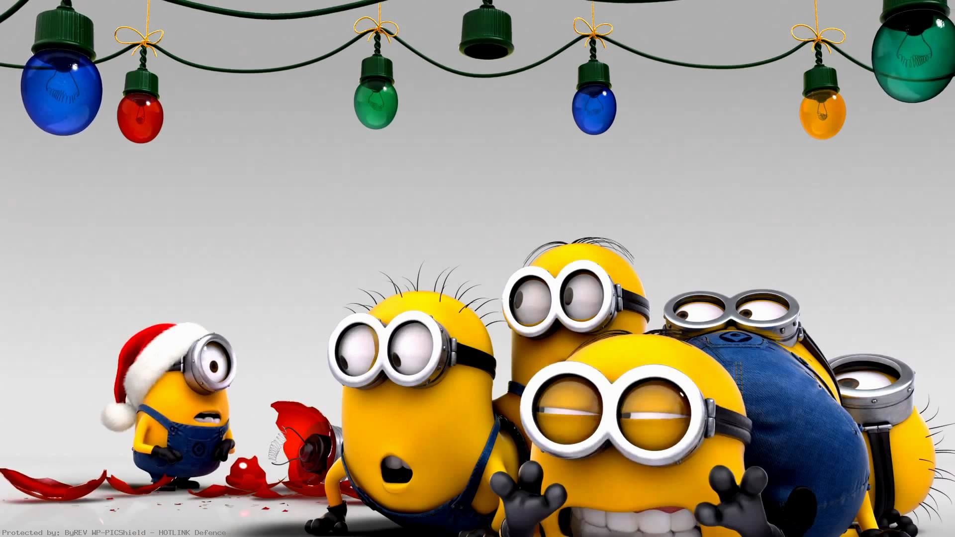Minion, Natale, Luci natalizie, Full HD, sfondo per PC e portatile