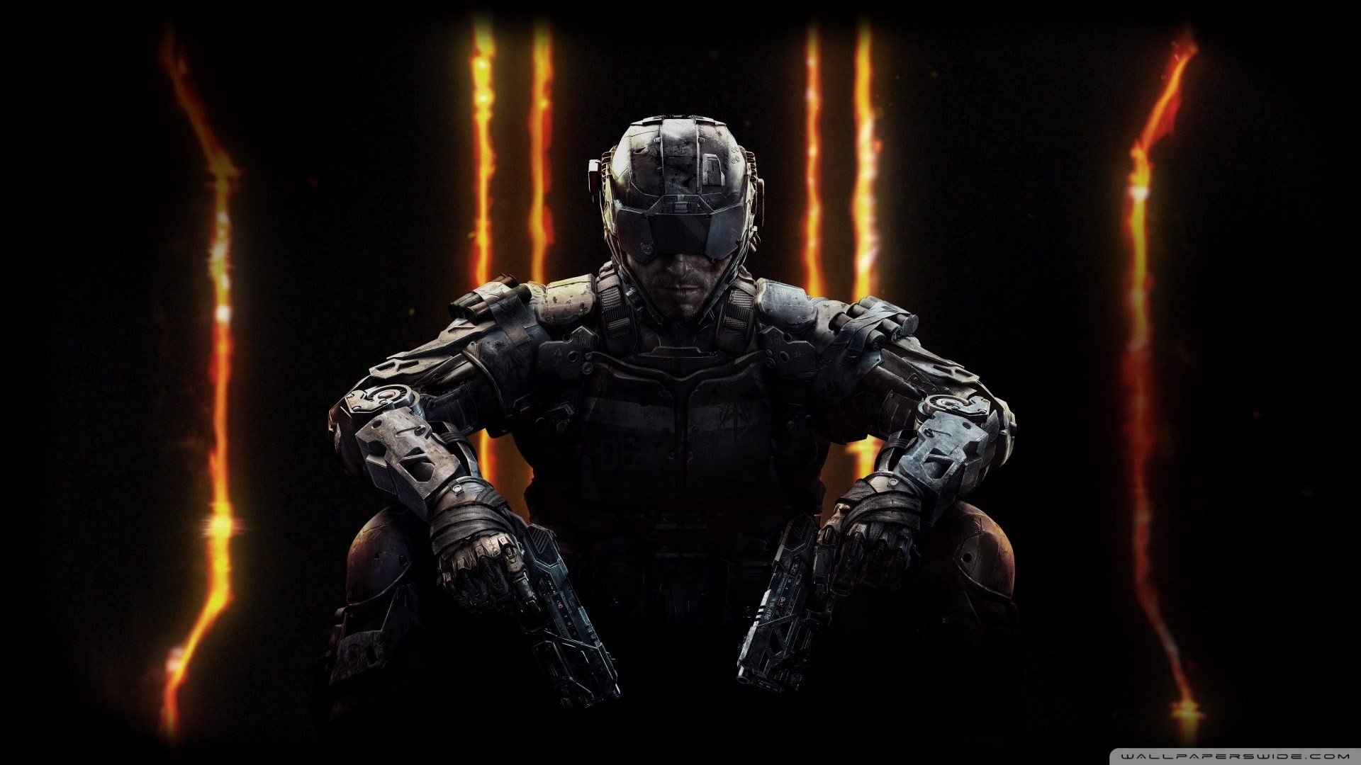 Call of Duty: Black Ops III, Black Ops 3, Soldato, Armatura, Luci arancioni, sfondo 1080p