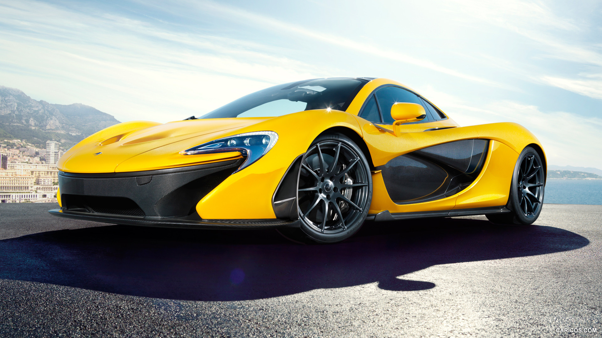 McLaren P1, Giallo, Costa, Hypercar, 16:9 Full HD, sfondo widescreen