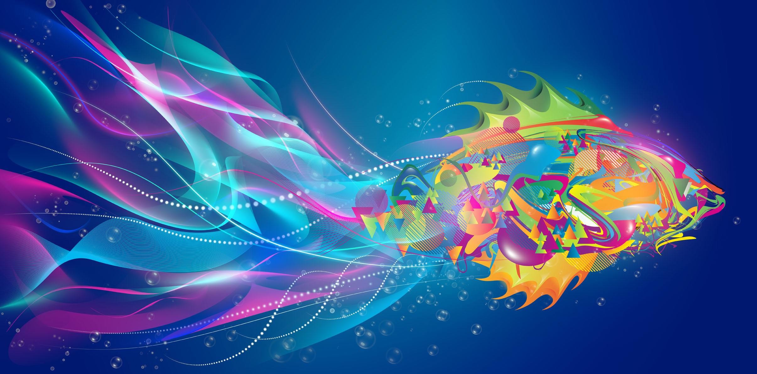 Pesce, Forme fluide, Colori vivaci, Full HD, sfondo per PC e portatile