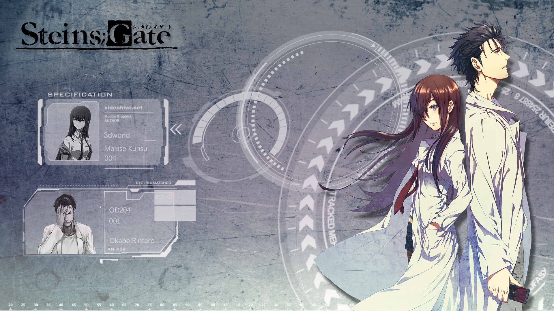 Kurisu Makise, Rintaro Okabe, Steins;Gate, Interfaccia, Grigio, Full HD, sfondo per PC