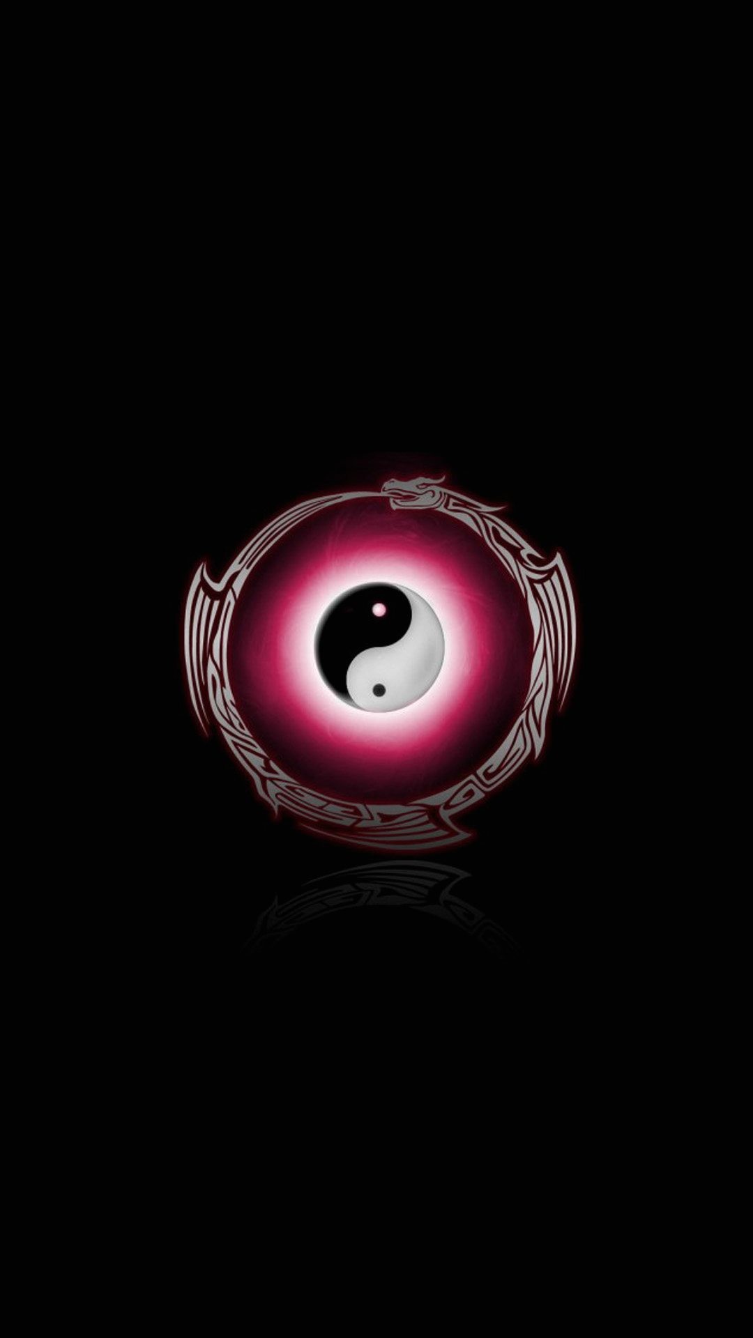 Yin e yang, Simbolo, Rosa, Sfondo nero, 1080x1920, schermata di blocco iPhone