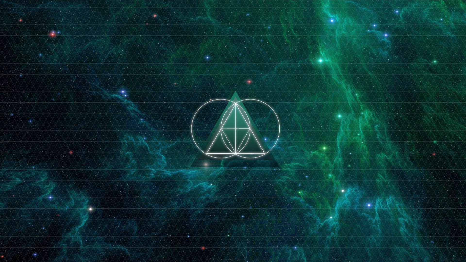 Triangolo, Cerchi, Nebulosa, Verde, Full HD, sfondo per PC