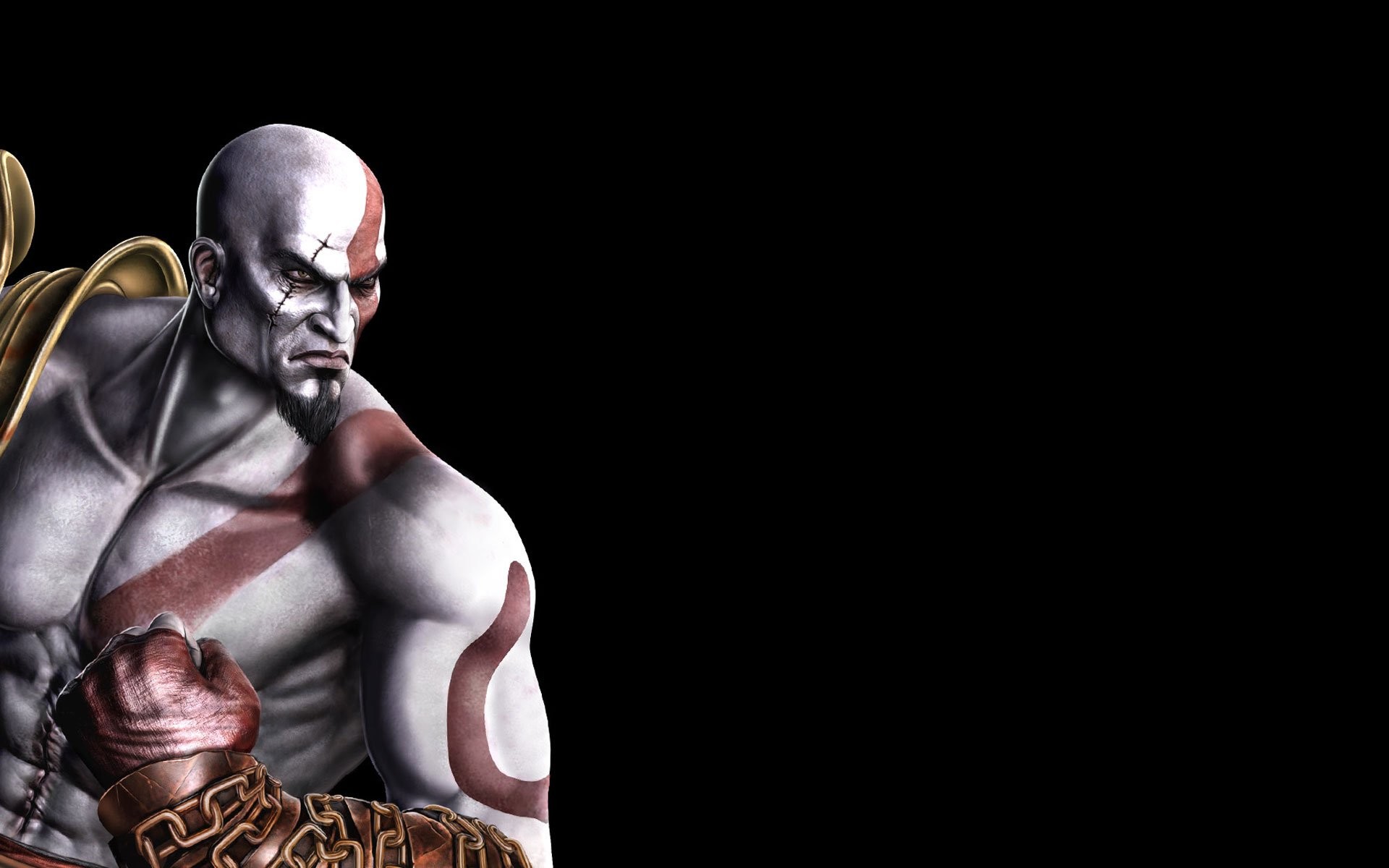 Kratos, God of War III, Ritratto, Sfondo nero, 1920x1200, wallpaper desktop