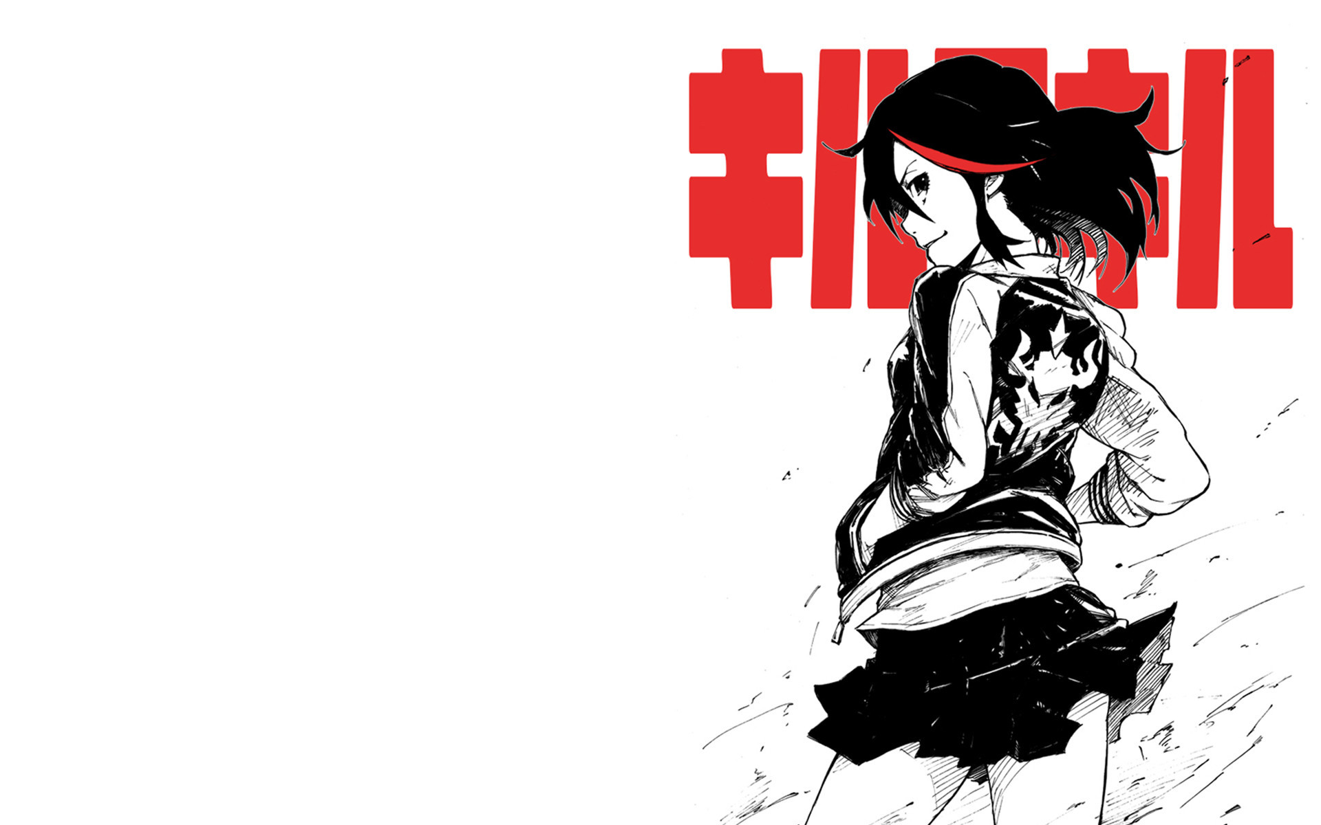 Ryuko Matoi, Kill la Kill, Bianco e nero, Kanji rossi, 1920x1200, sfondo per PC